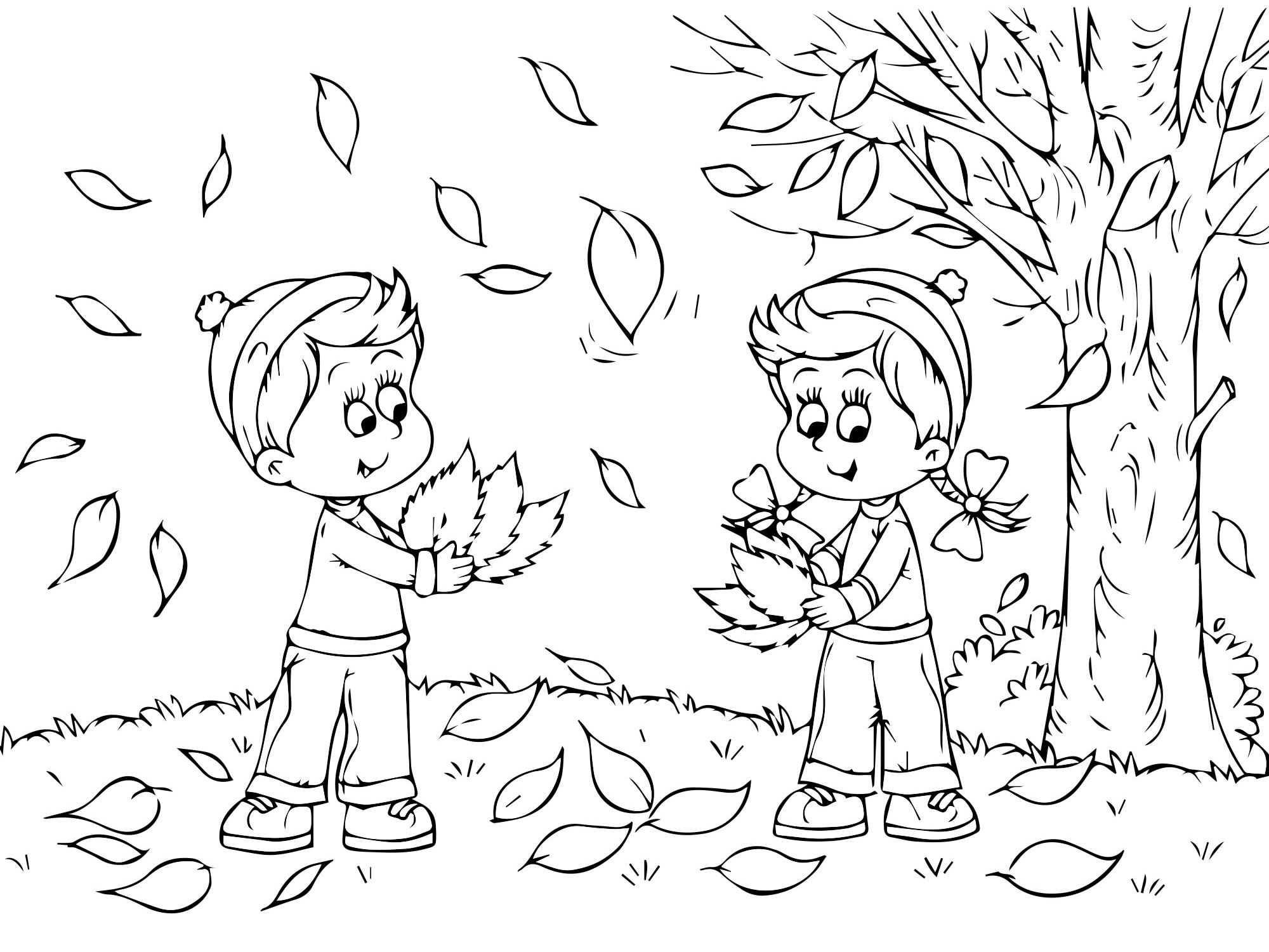 Осень — Раскраска Для Детей. Распечатать Бесплатно.