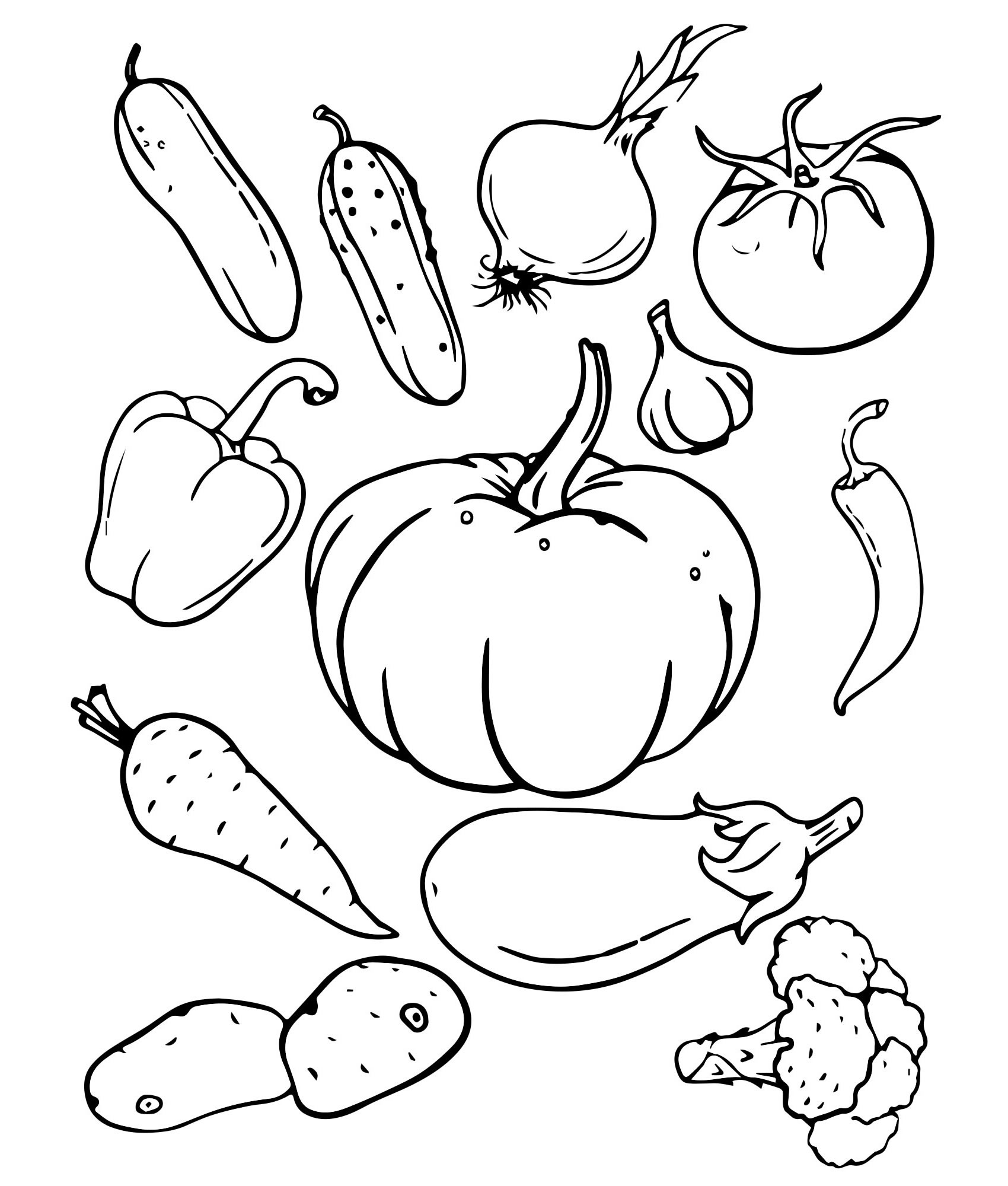 Раскраски Овощей распечатать или скачать бесплатно в формате PDF.