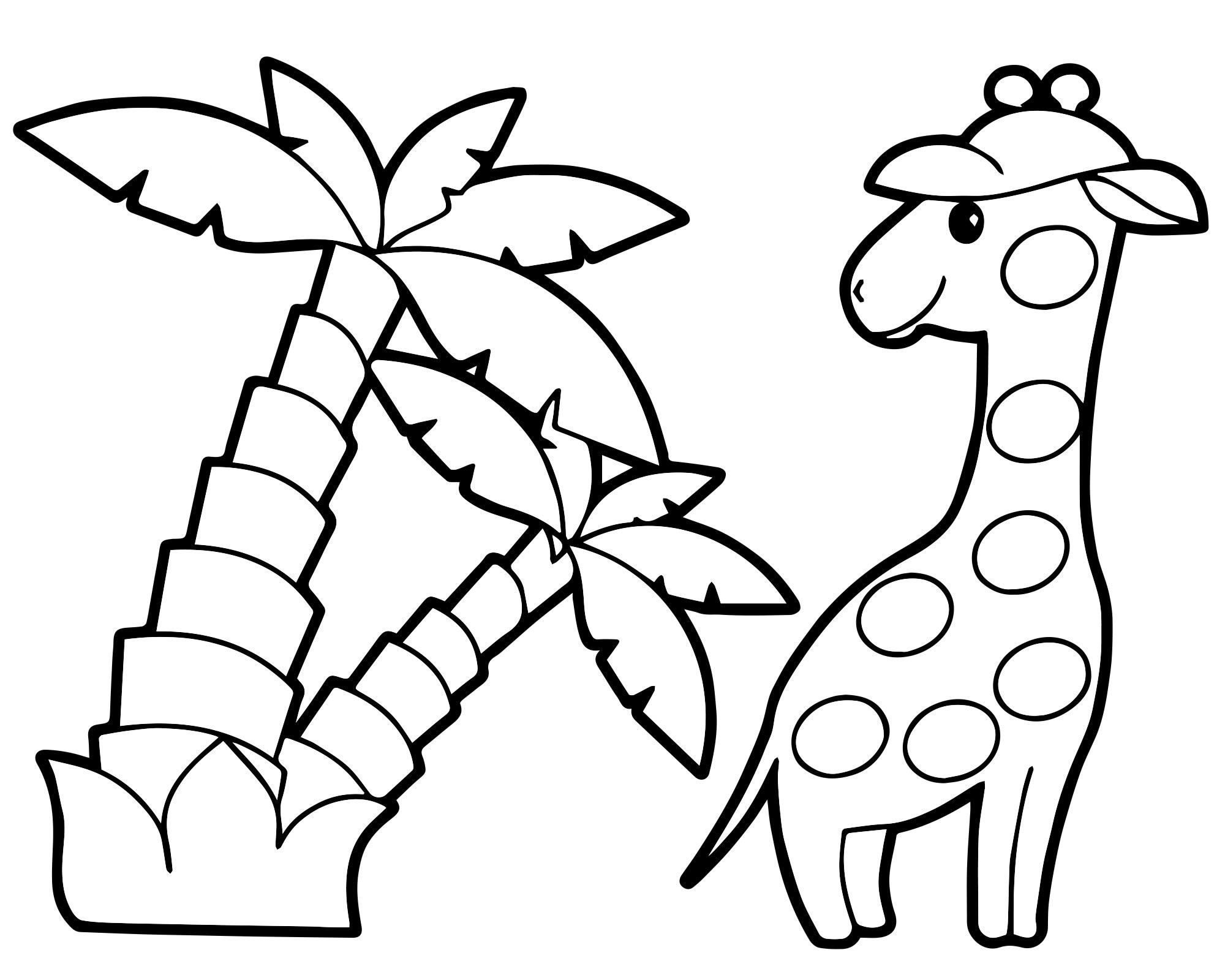 Пальма и жираф раскраска для детей