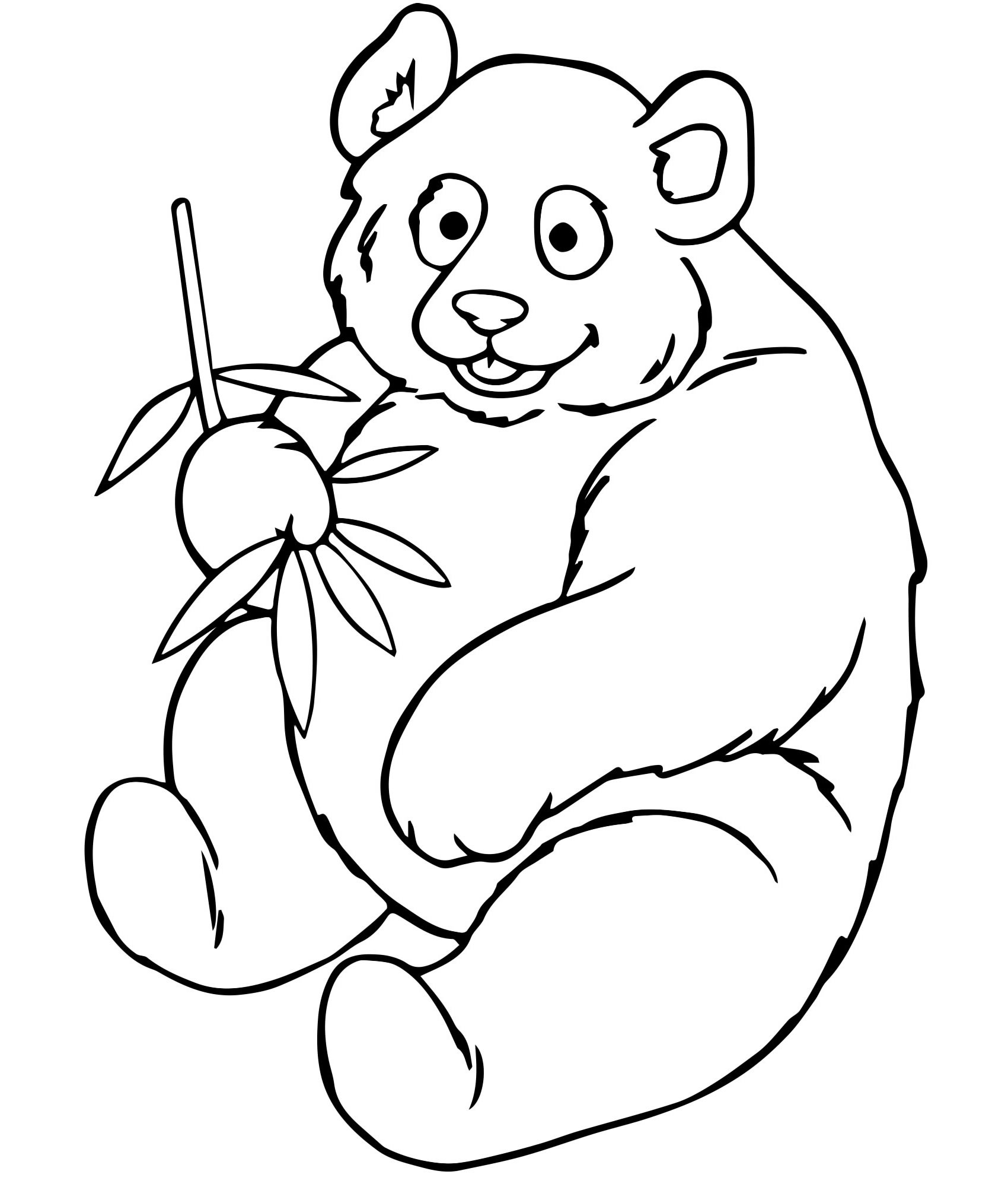 Панда с бамбуком раскраска для детей