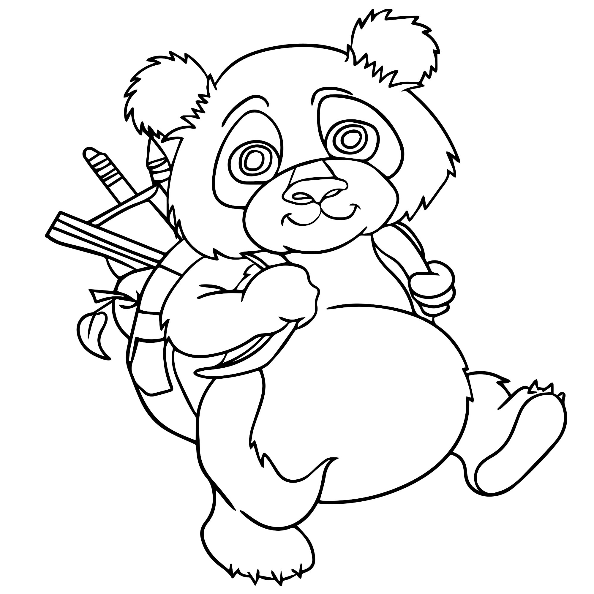 Панда с рюкзаком раскраска для детей