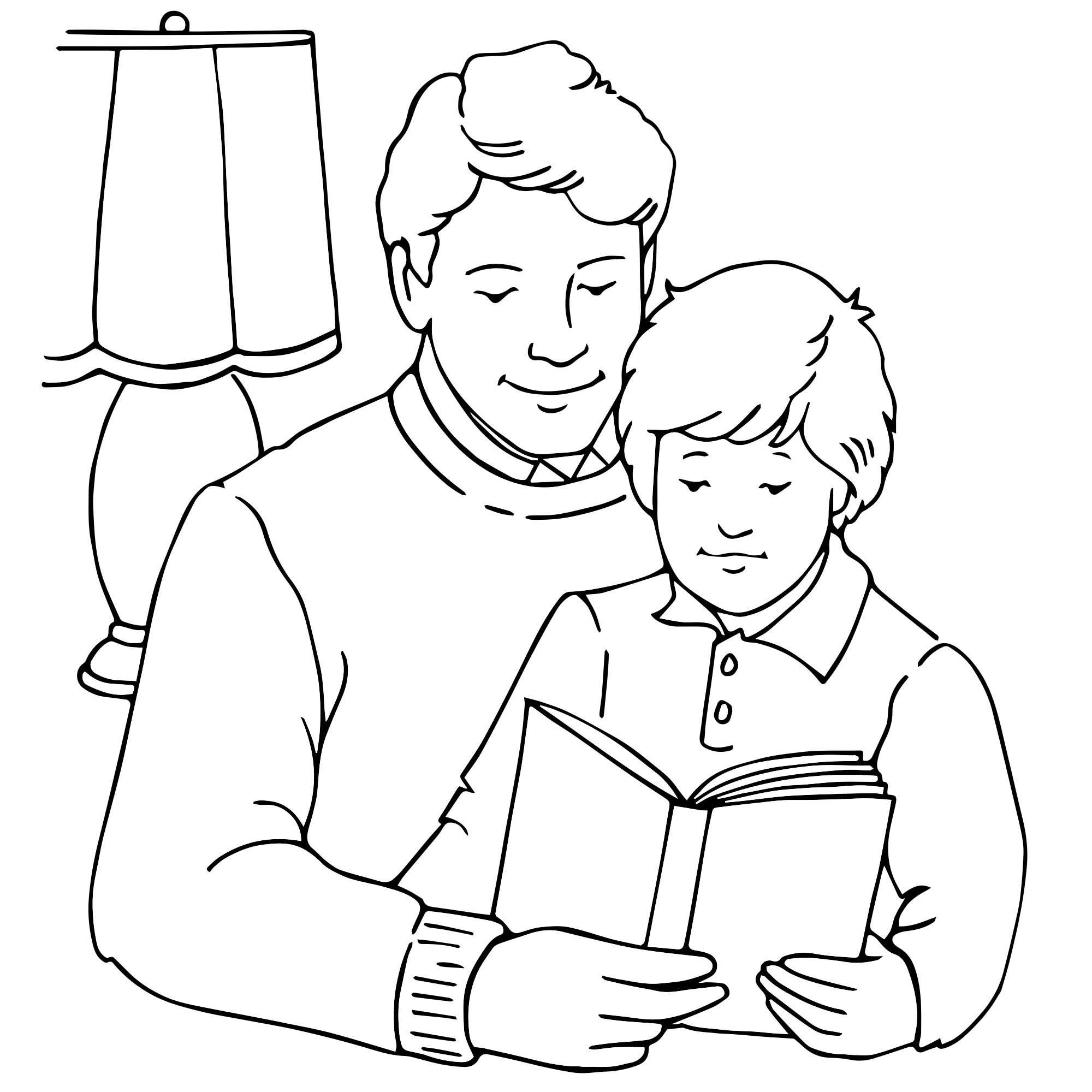 Папа читает книгу раскраска для детей