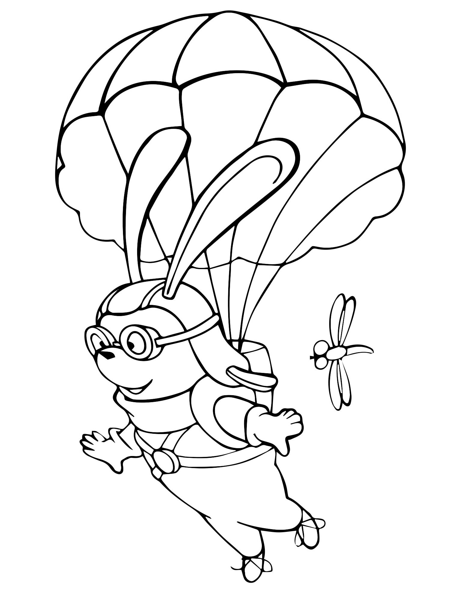 Кролик парашютист раскраска для детей