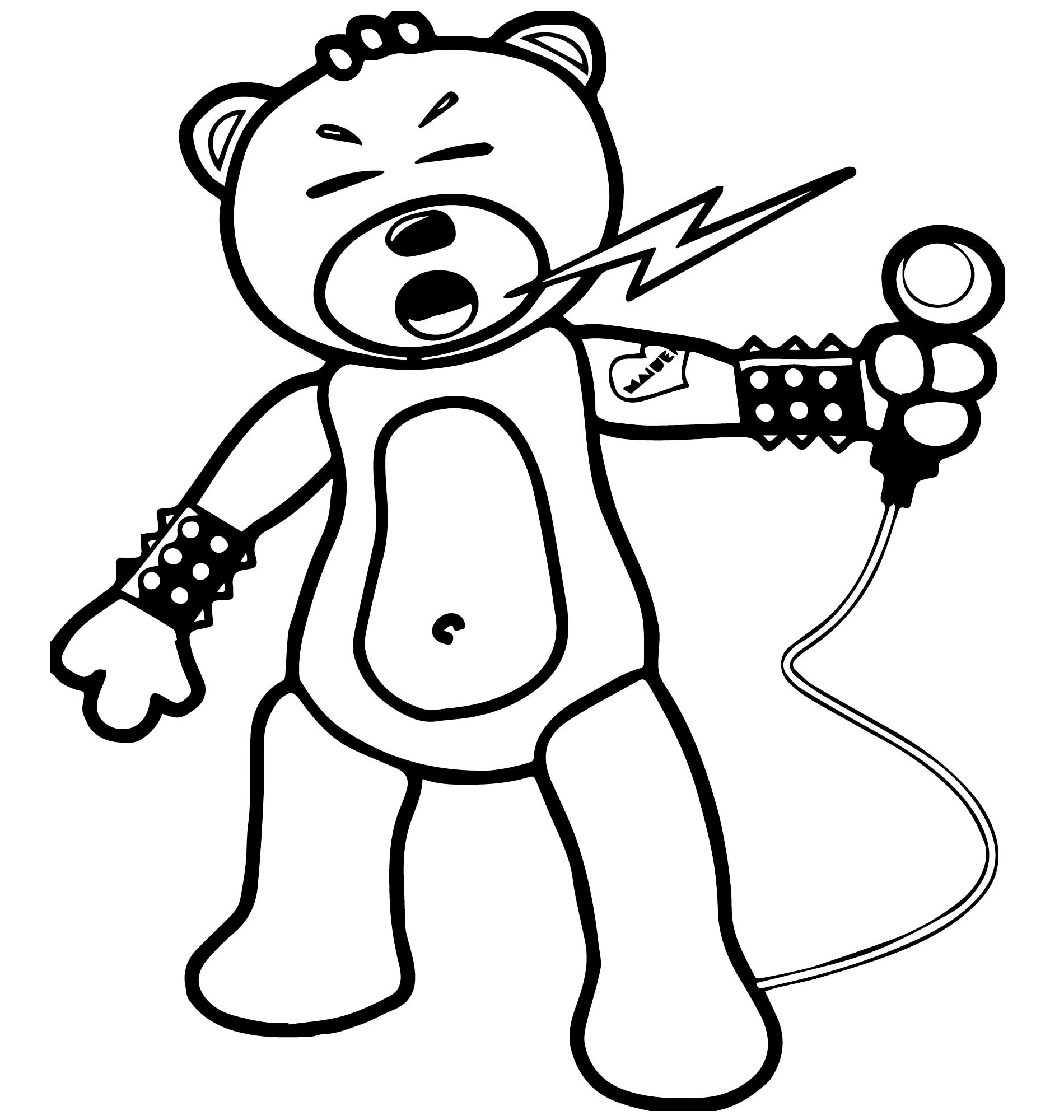 Медведь с микрофоном раскраска для детей