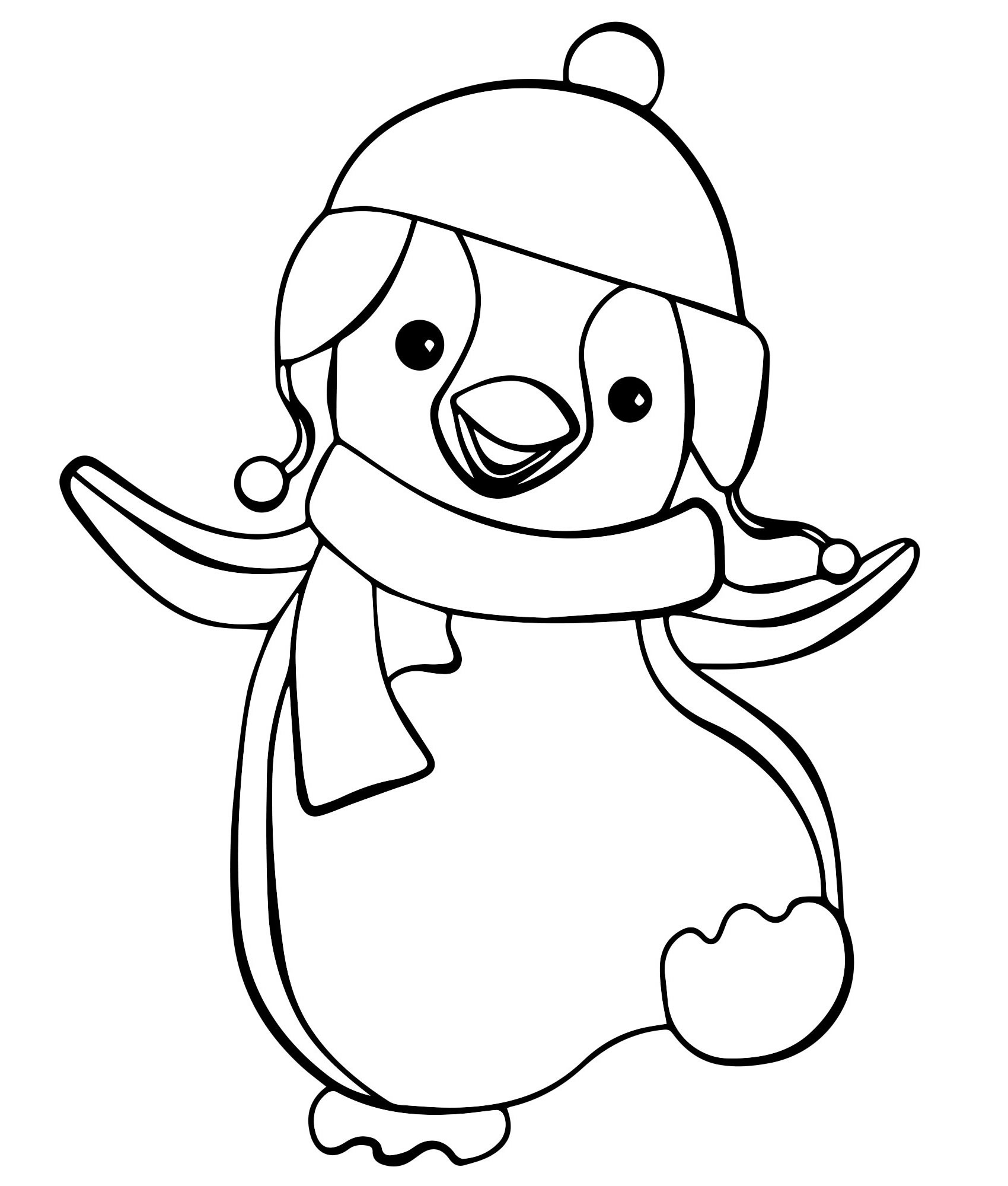 Новогодний Пингвин раскраска