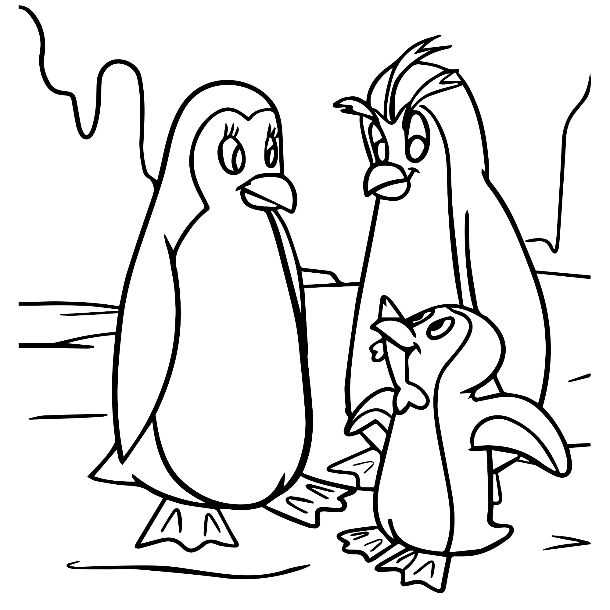 Семья пингвинов раскраска для детей