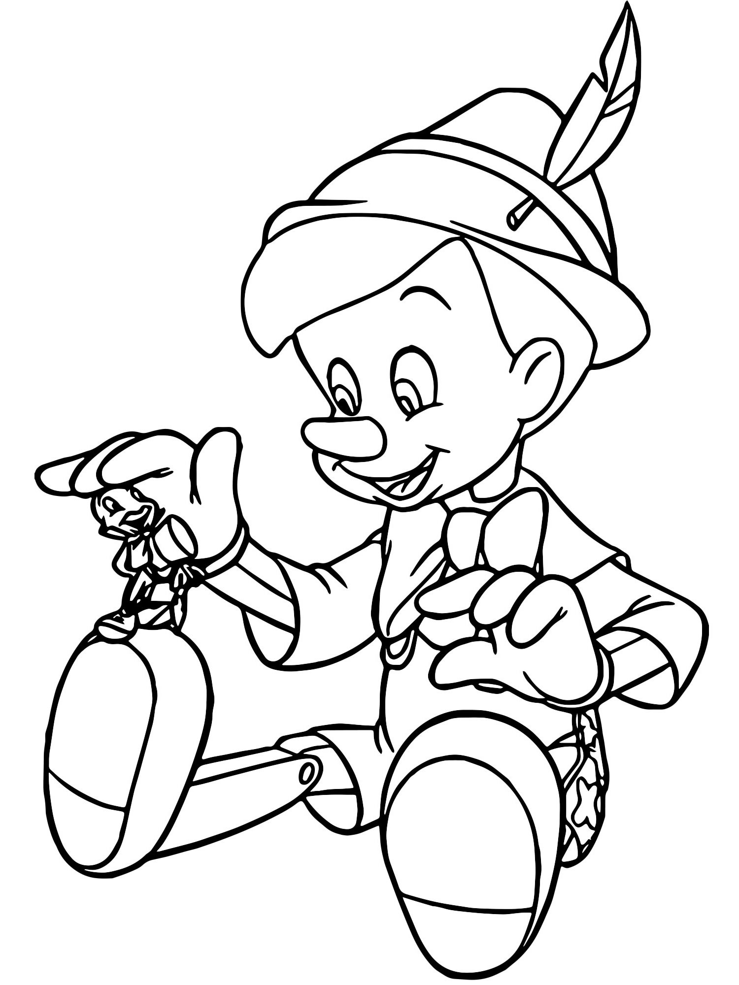 Пиноккио и сверчок Джимини раскраска для детей