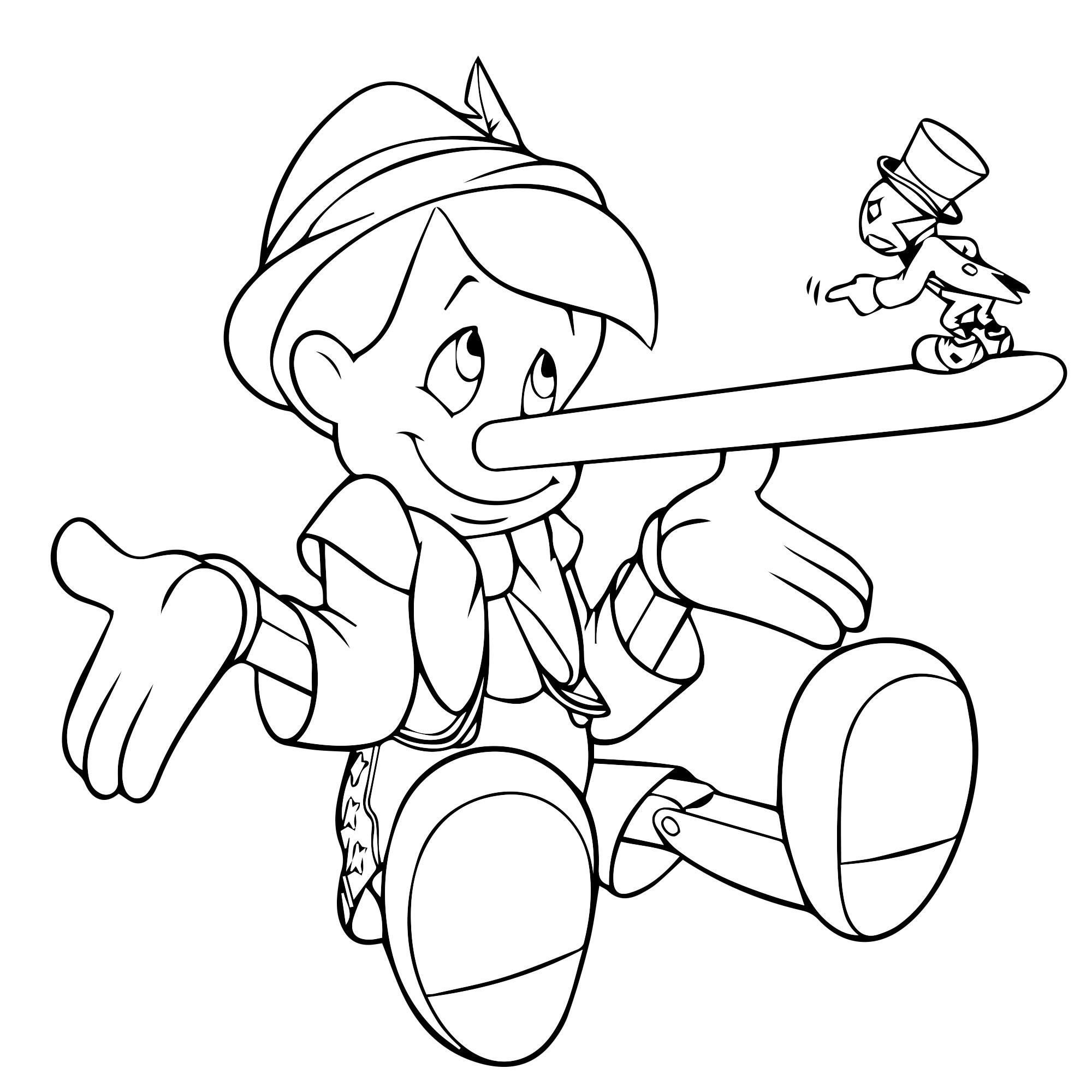 Пиноккио и Джимини раскраска для детей