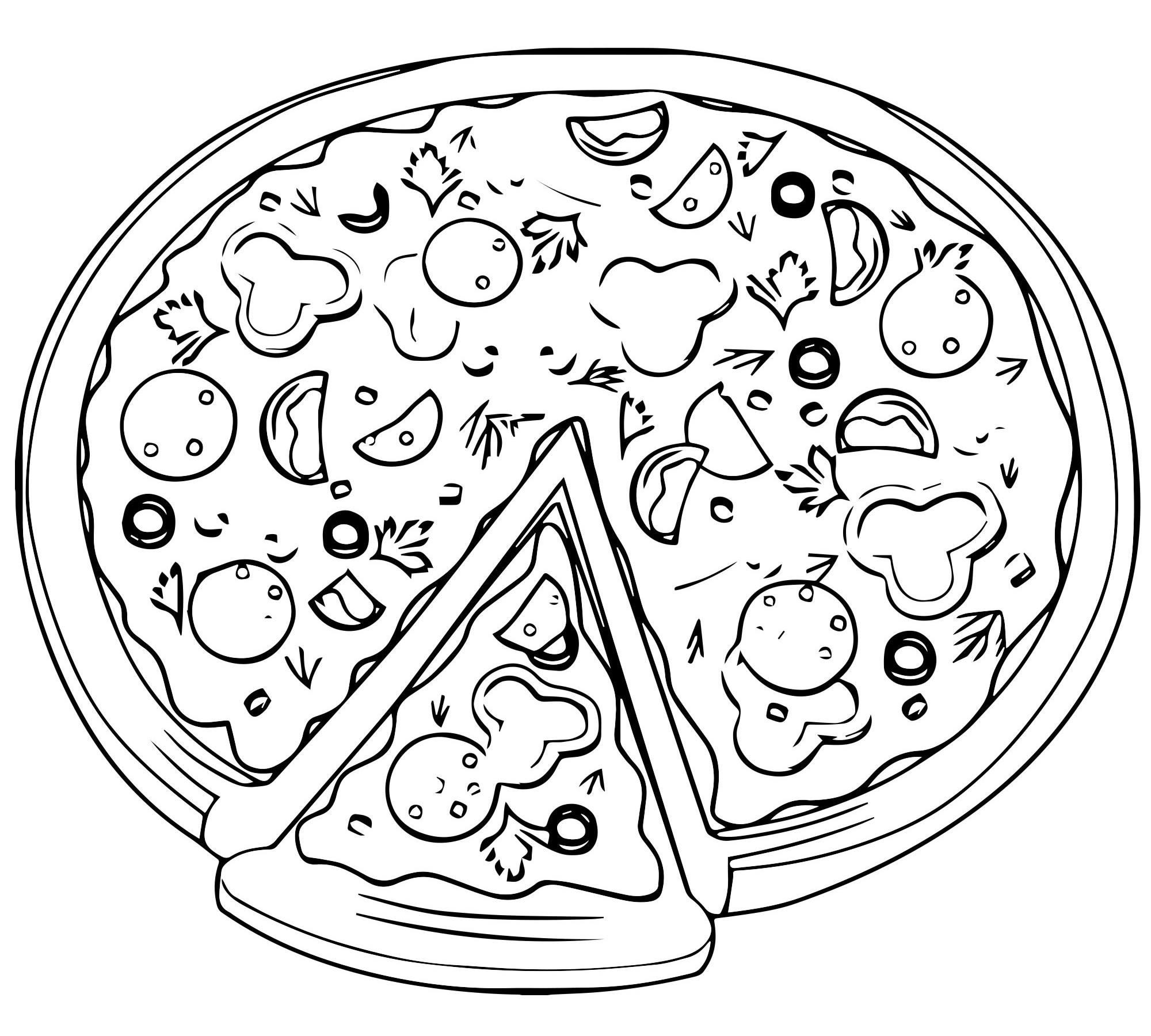 Раскраска Пицца — распечатать и скачать бесплатно для детей