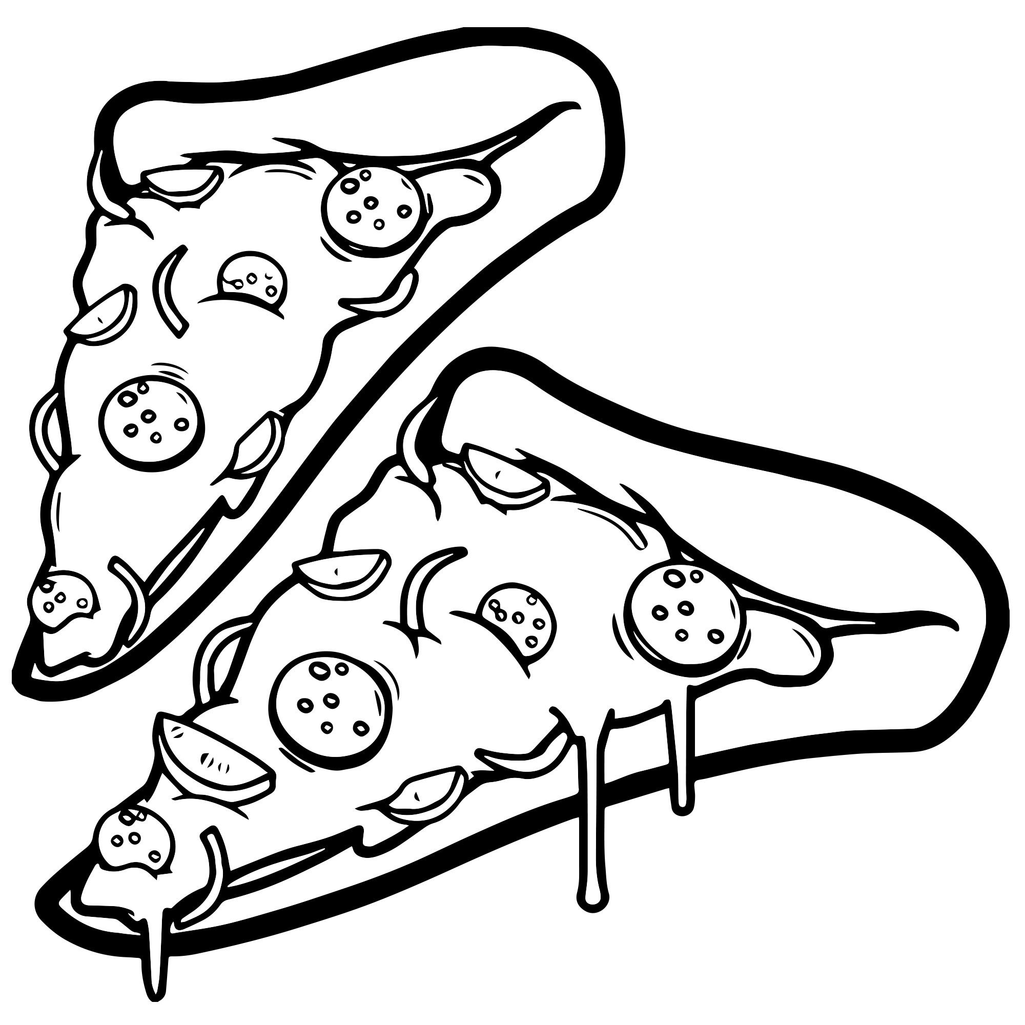 Вкусная пицца раскраска для детей