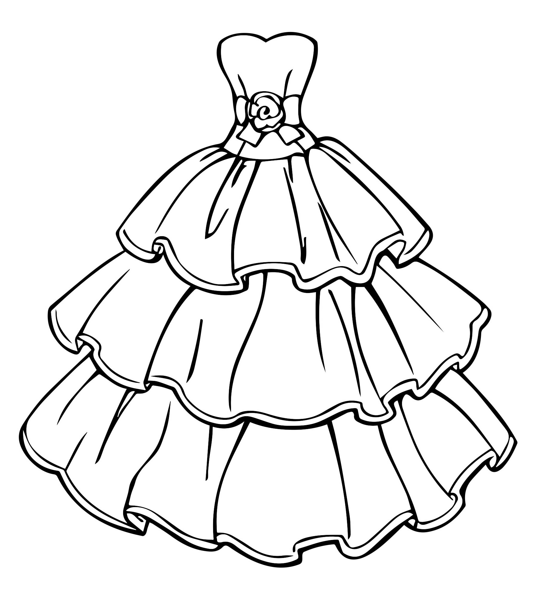 Платье контурный рисунок для детей