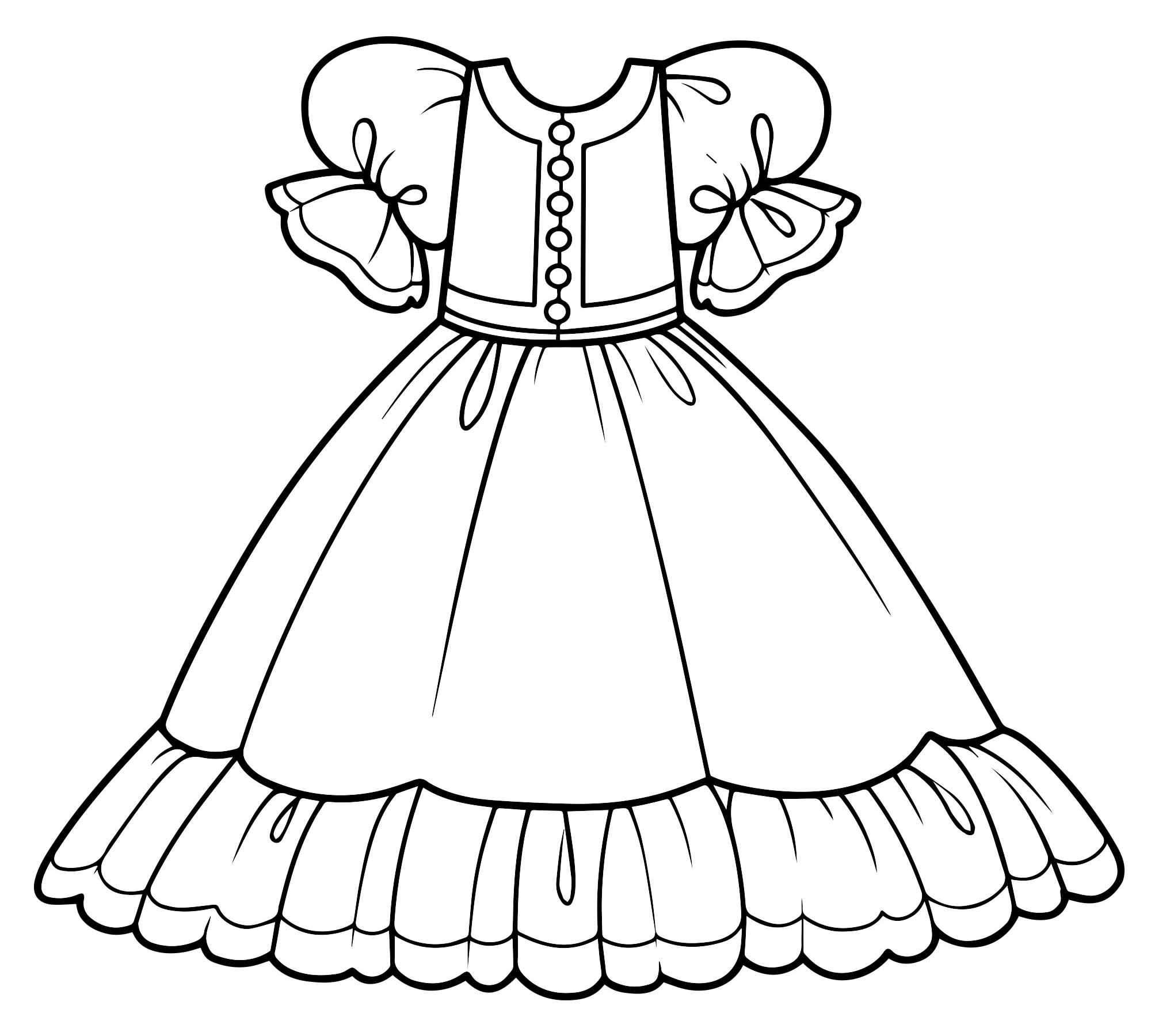 Раскраска барби в платье для девочек распечатать