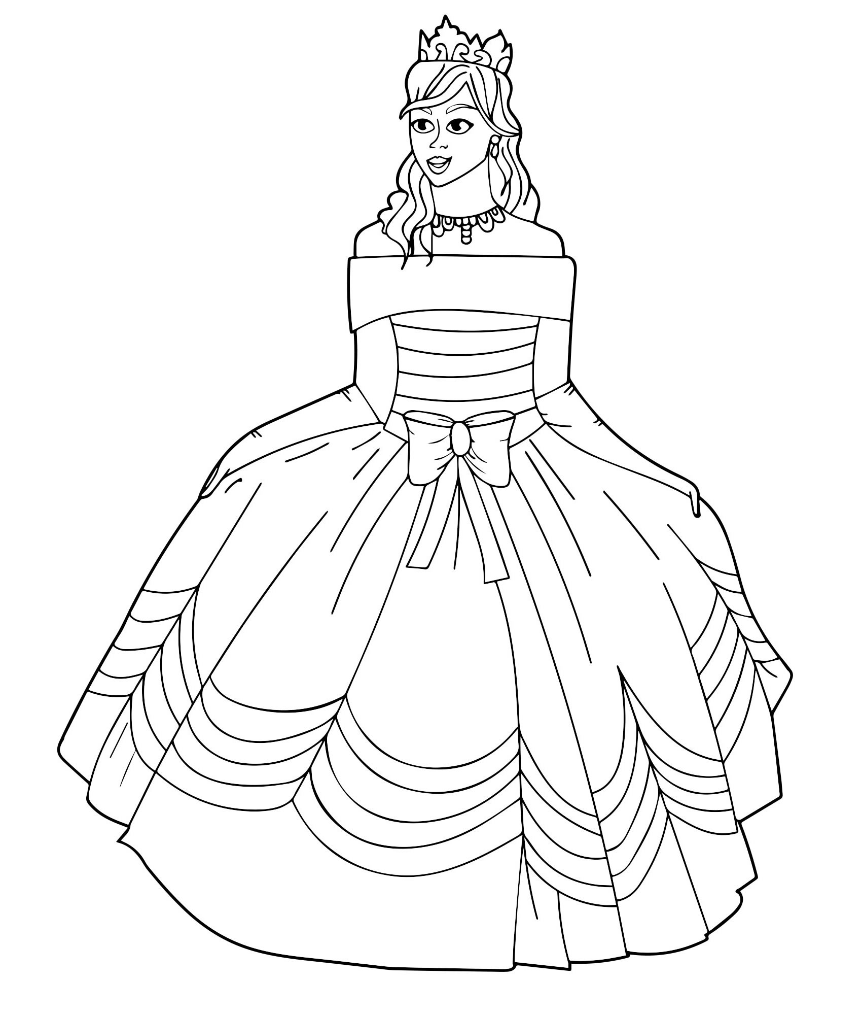 Кукла в длинном платье | Раскраски для девочек: 10 разукрашек