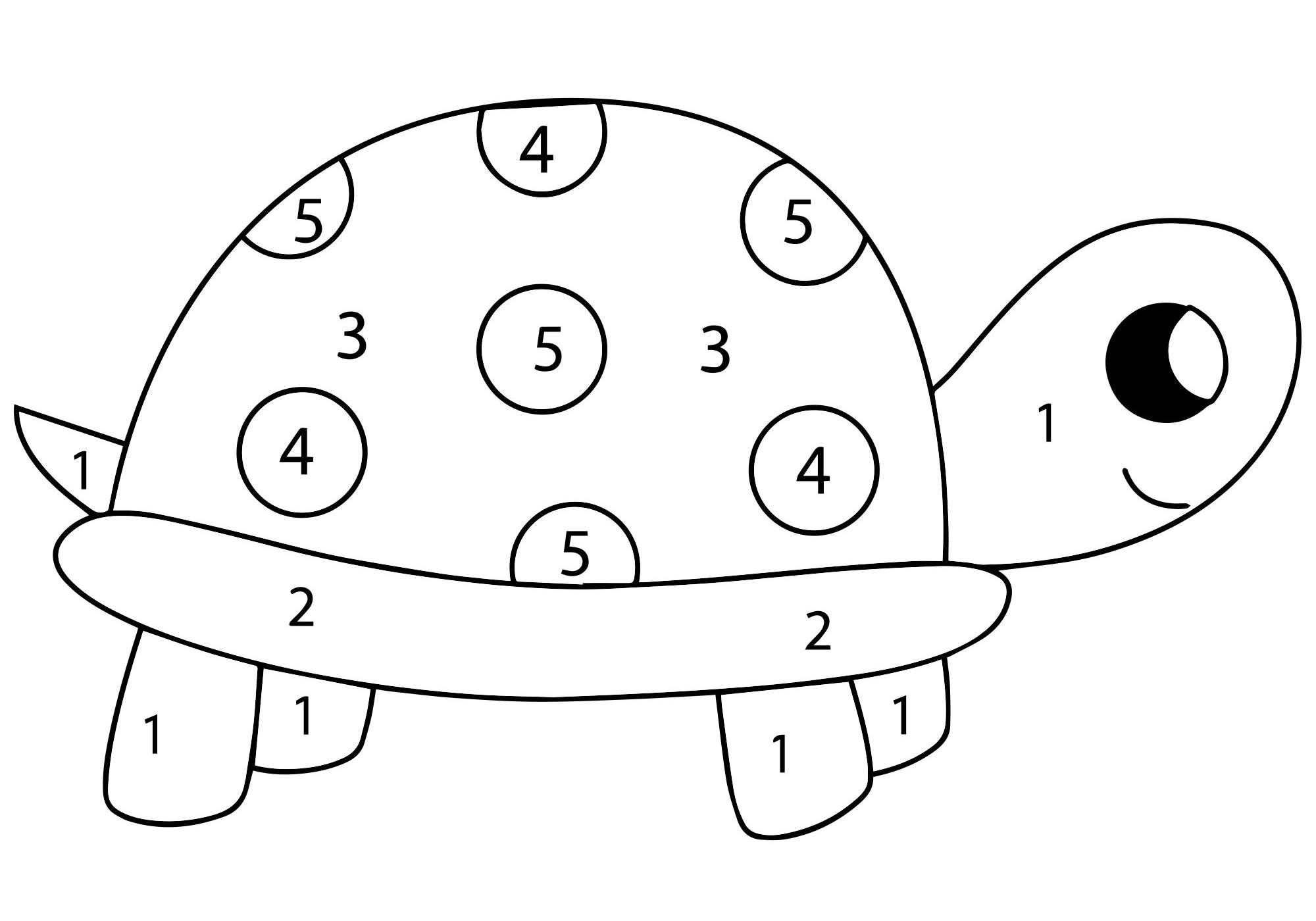 Черепаха по цифрам раскраска для детей