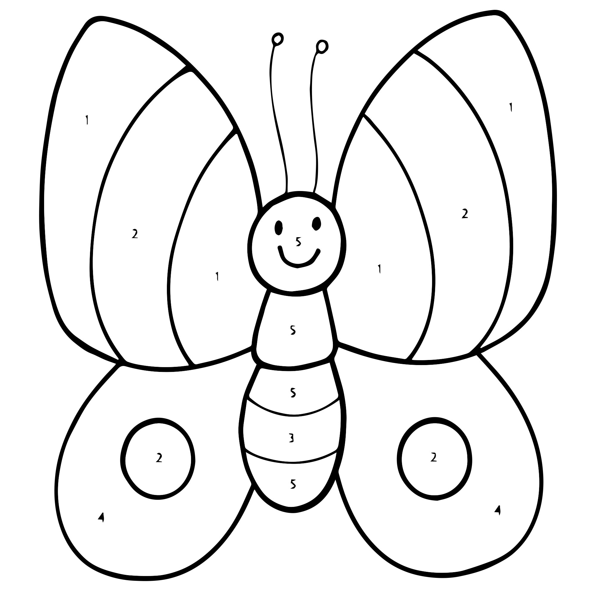 Бабочка по цифрам раскраска для детей