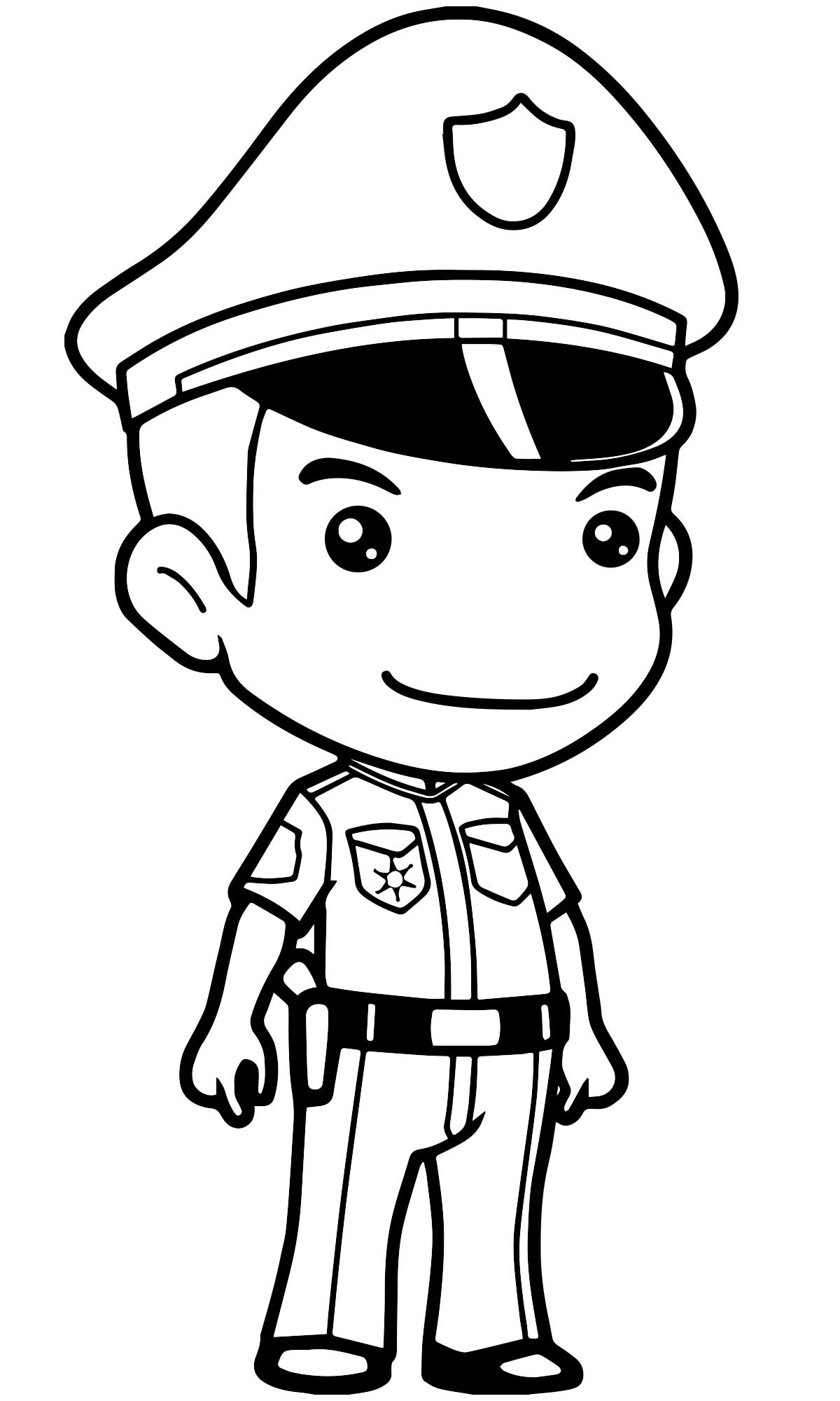 Полицейский — раскраска для детей. Распечатать бесплатно.