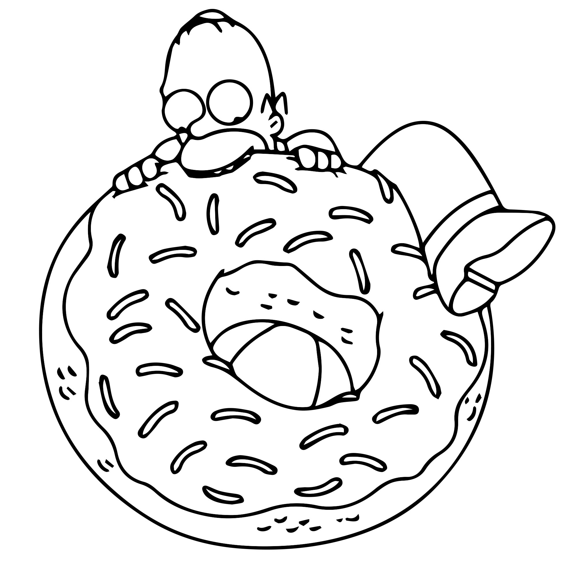 Пончик и Гомер Симпсон раскраска для детей