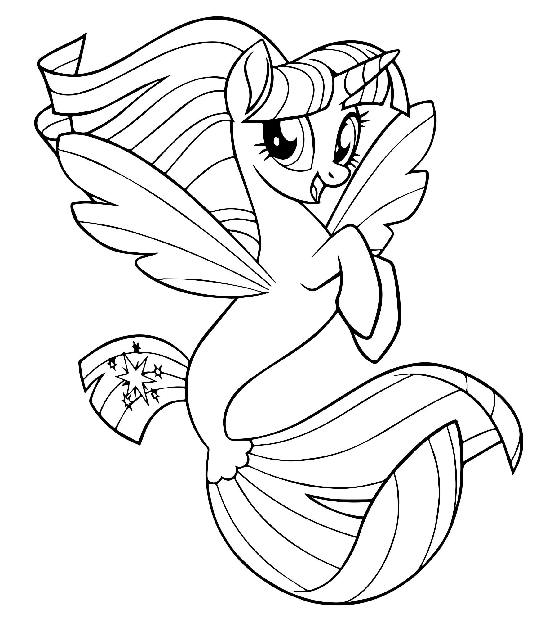 Раскраска пони принцесса Искорка (Твайлайт Спаркл)