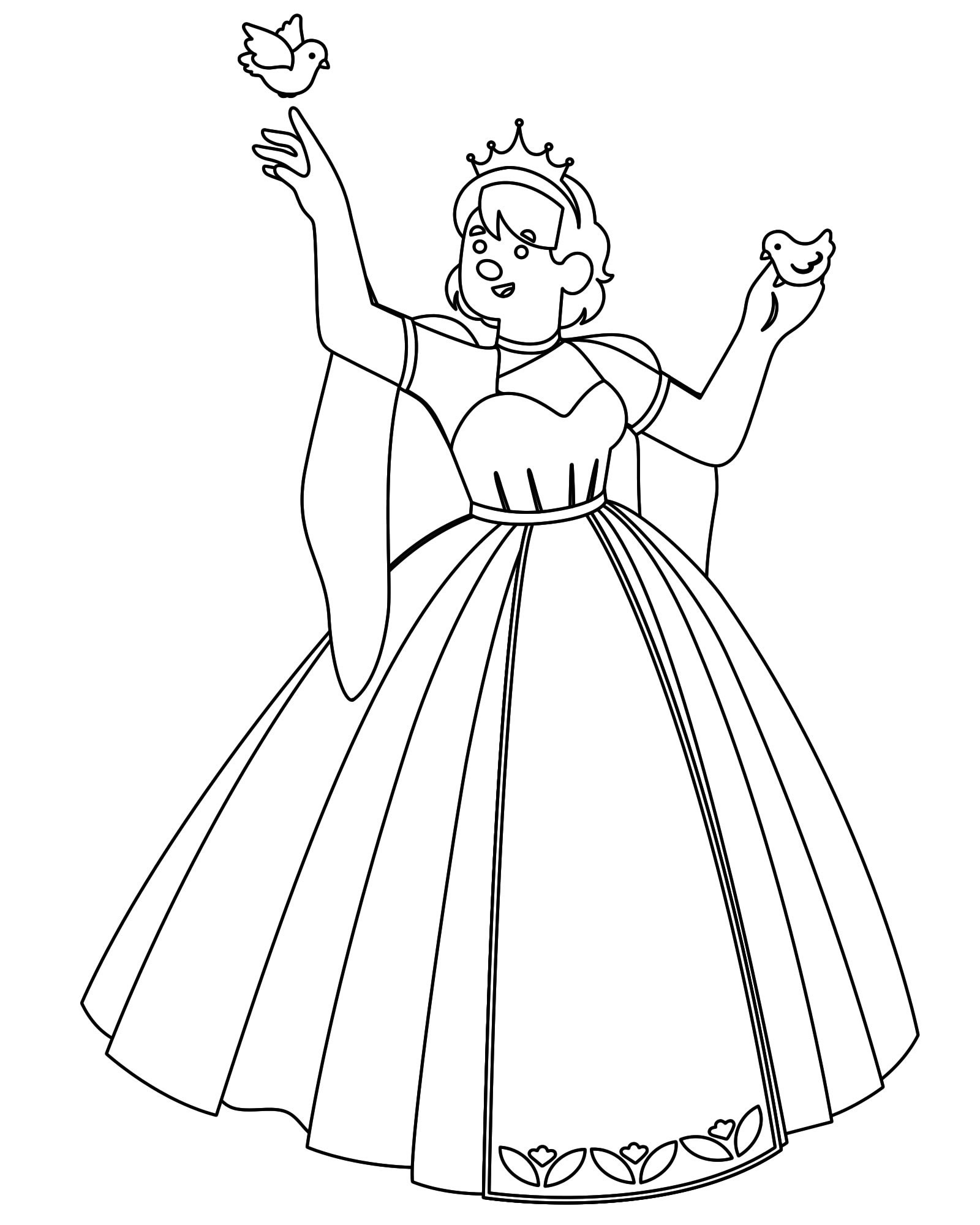 Раскраски для девочек «Принцессы» (распечатать раскраску бесплатно в формате А4)