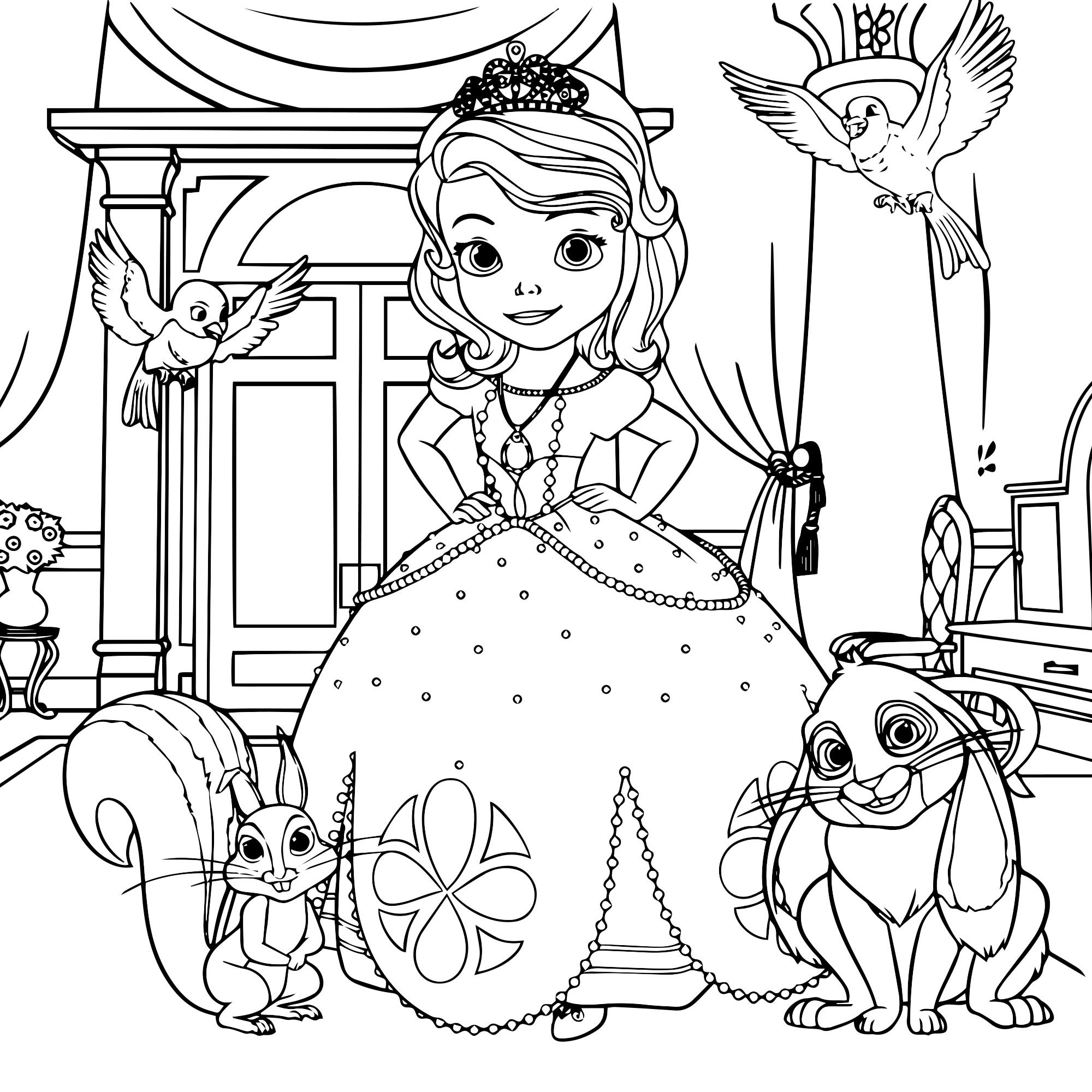 Персонажи Принцесса София раскраска для детей