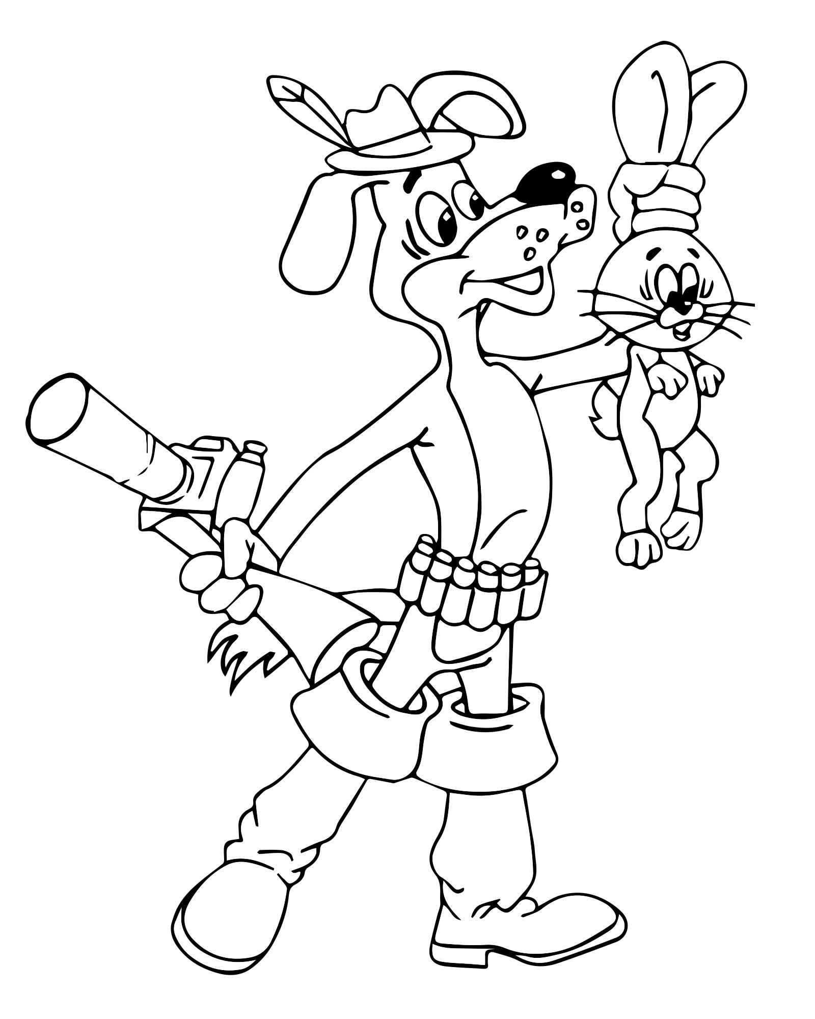 Шарик и заяц из Простоквашино раскраска для детей