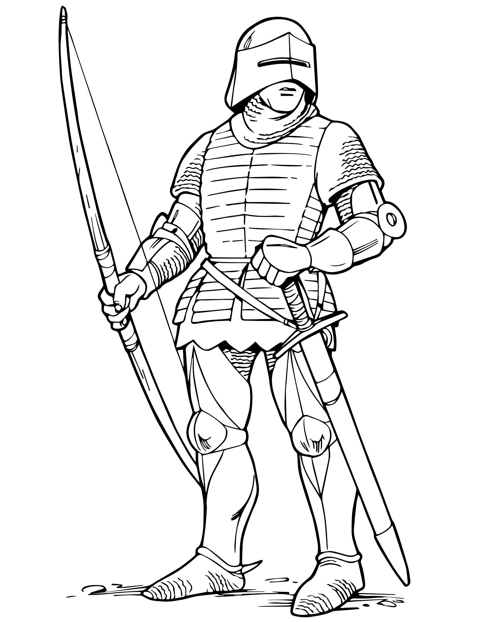 Раскраска Средневековый рыцарь