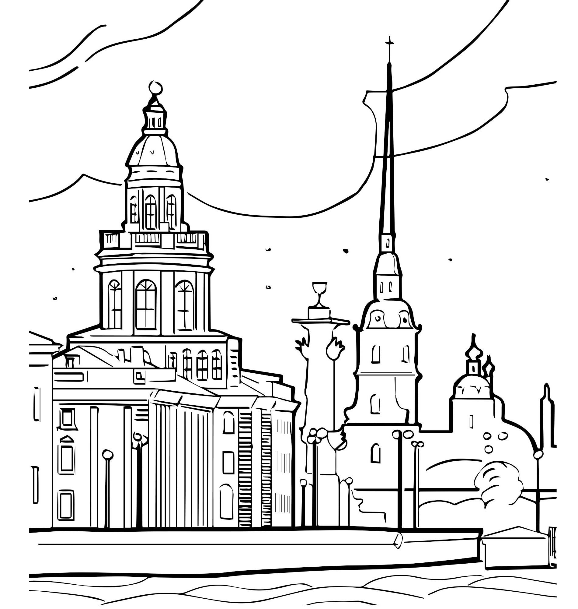 Петропавловская крепость в Санкт-Петербурге раскраска