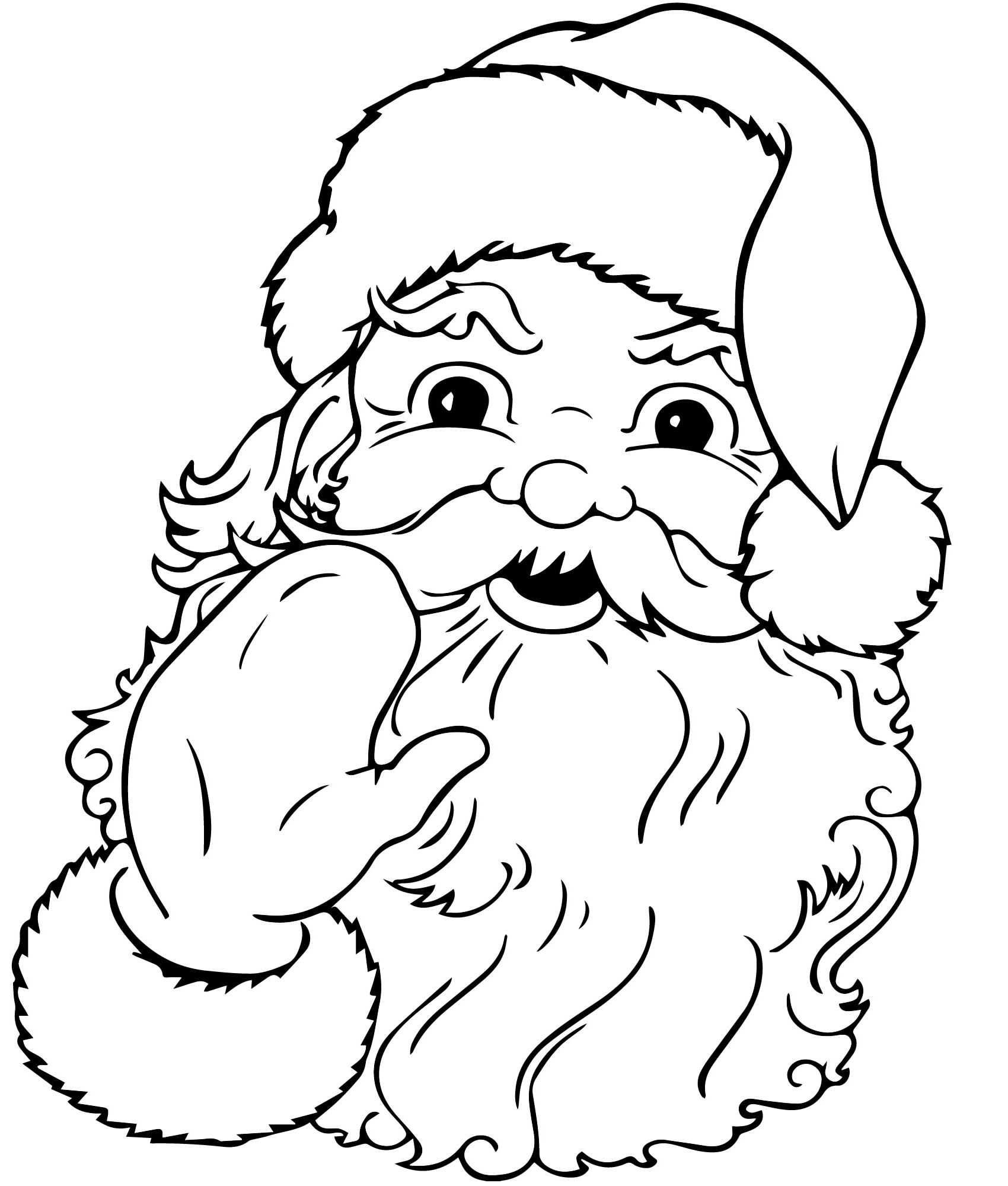 Санта-Клаус машет рукой раскраска для детей