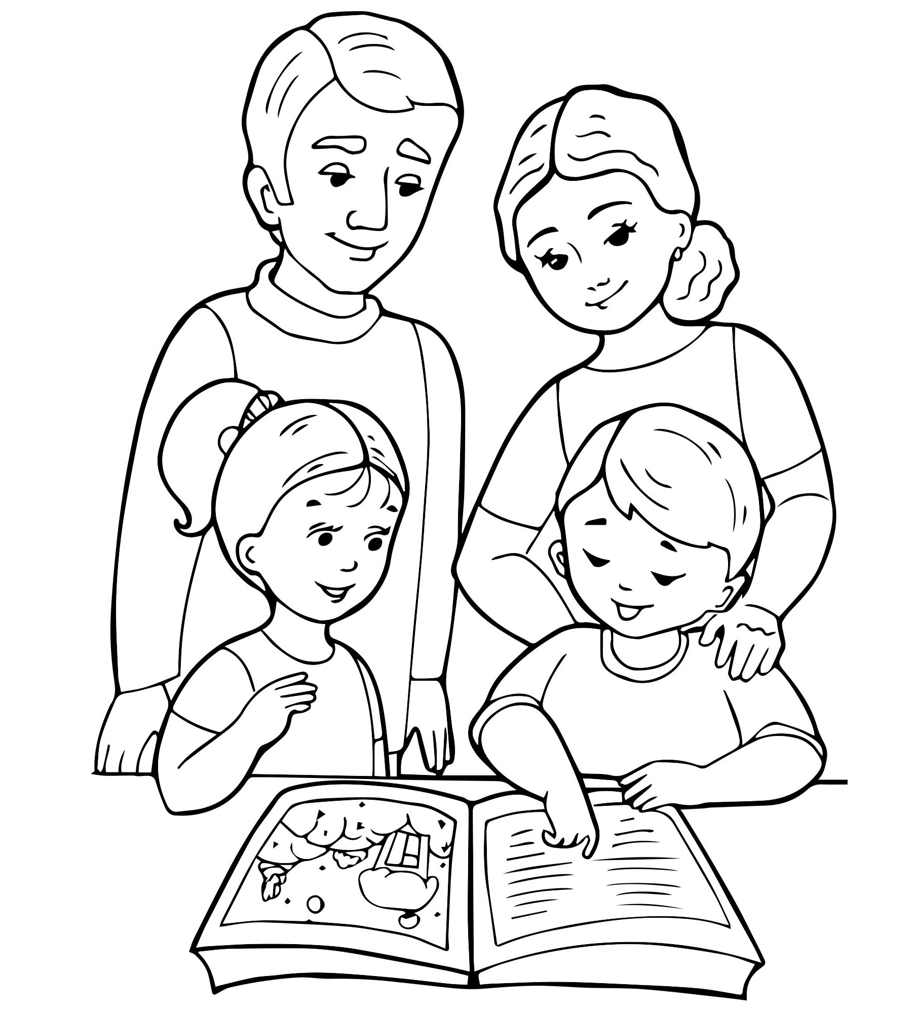 Рисунок семьи для детей раскраска