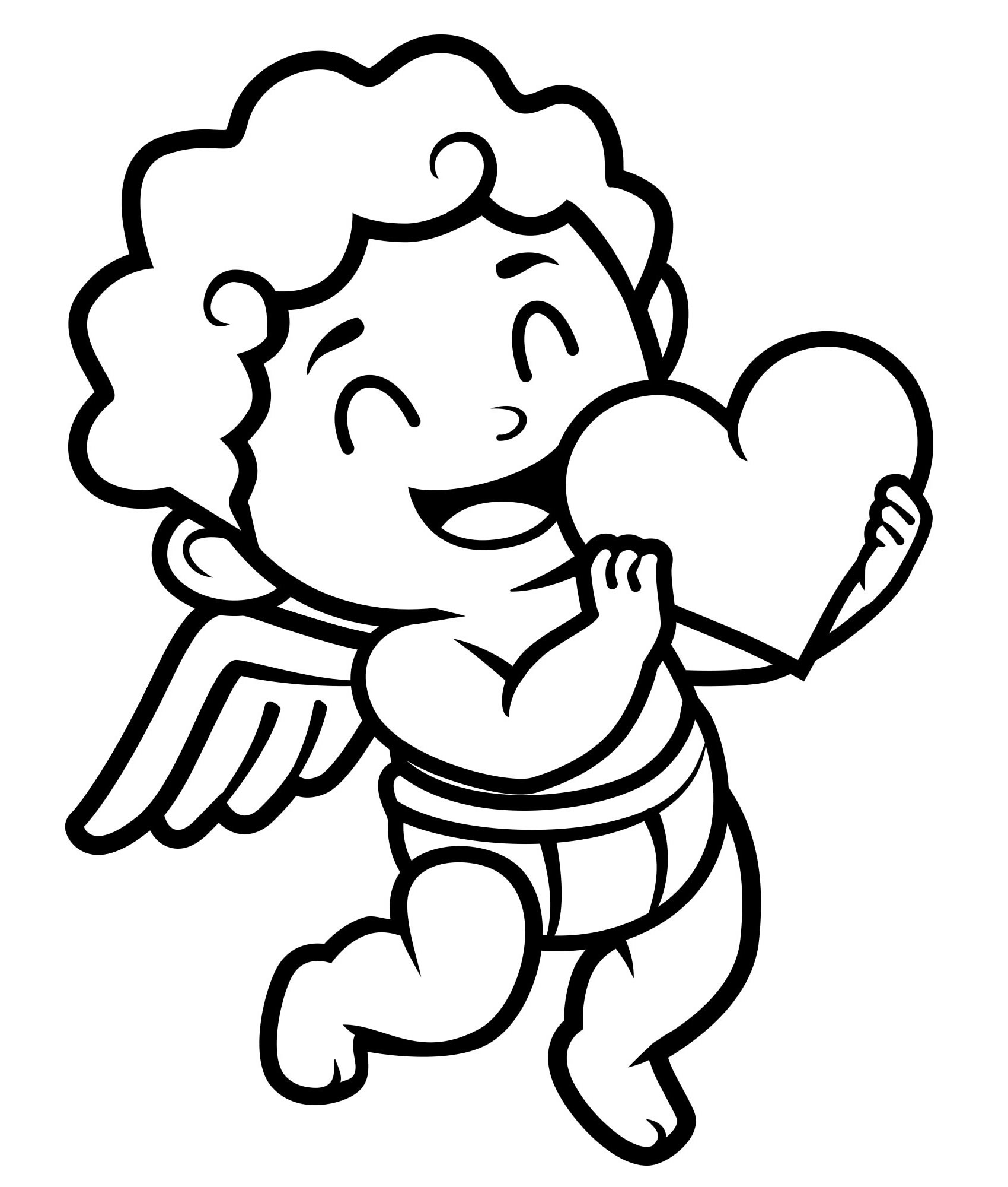 Ангел с сердечком раскраска для детей