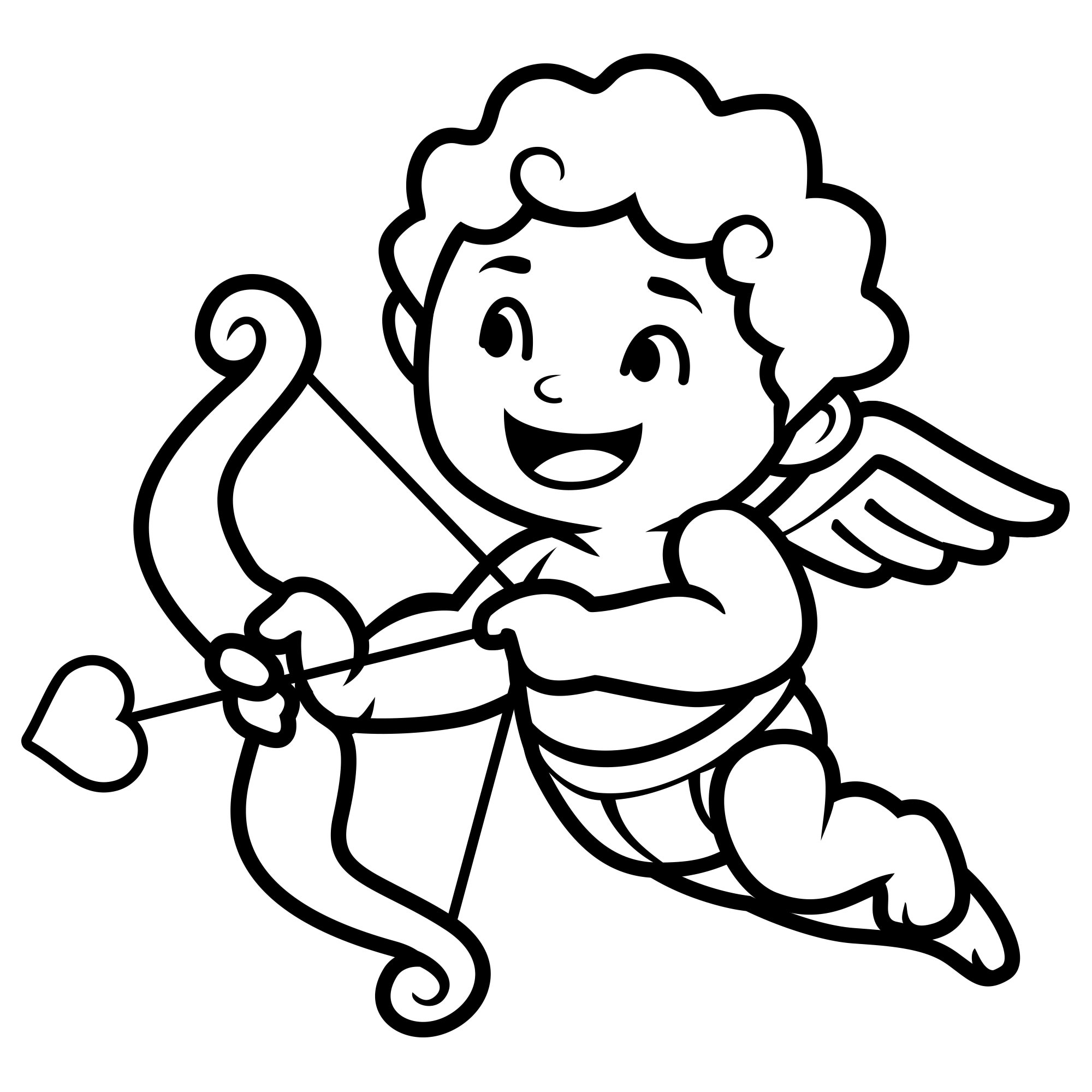 Ангелок с луком раскраска для детей