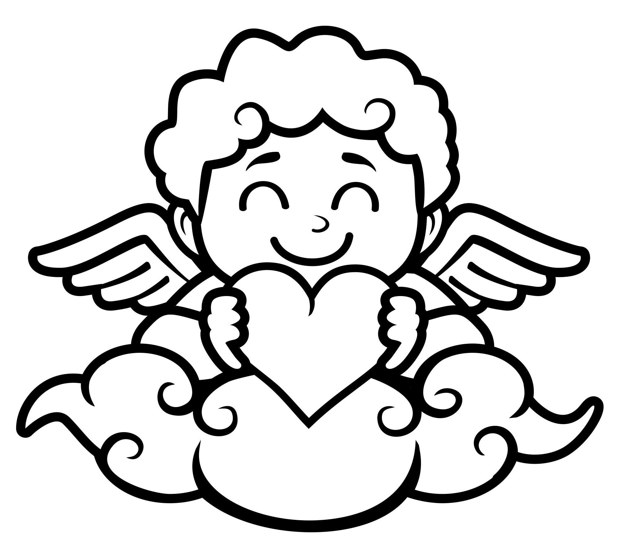 Ангел на облаке раскраска для детей