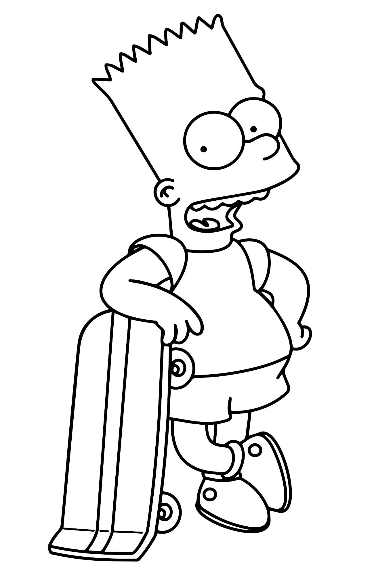 Барт со скейтом раскраска для детей