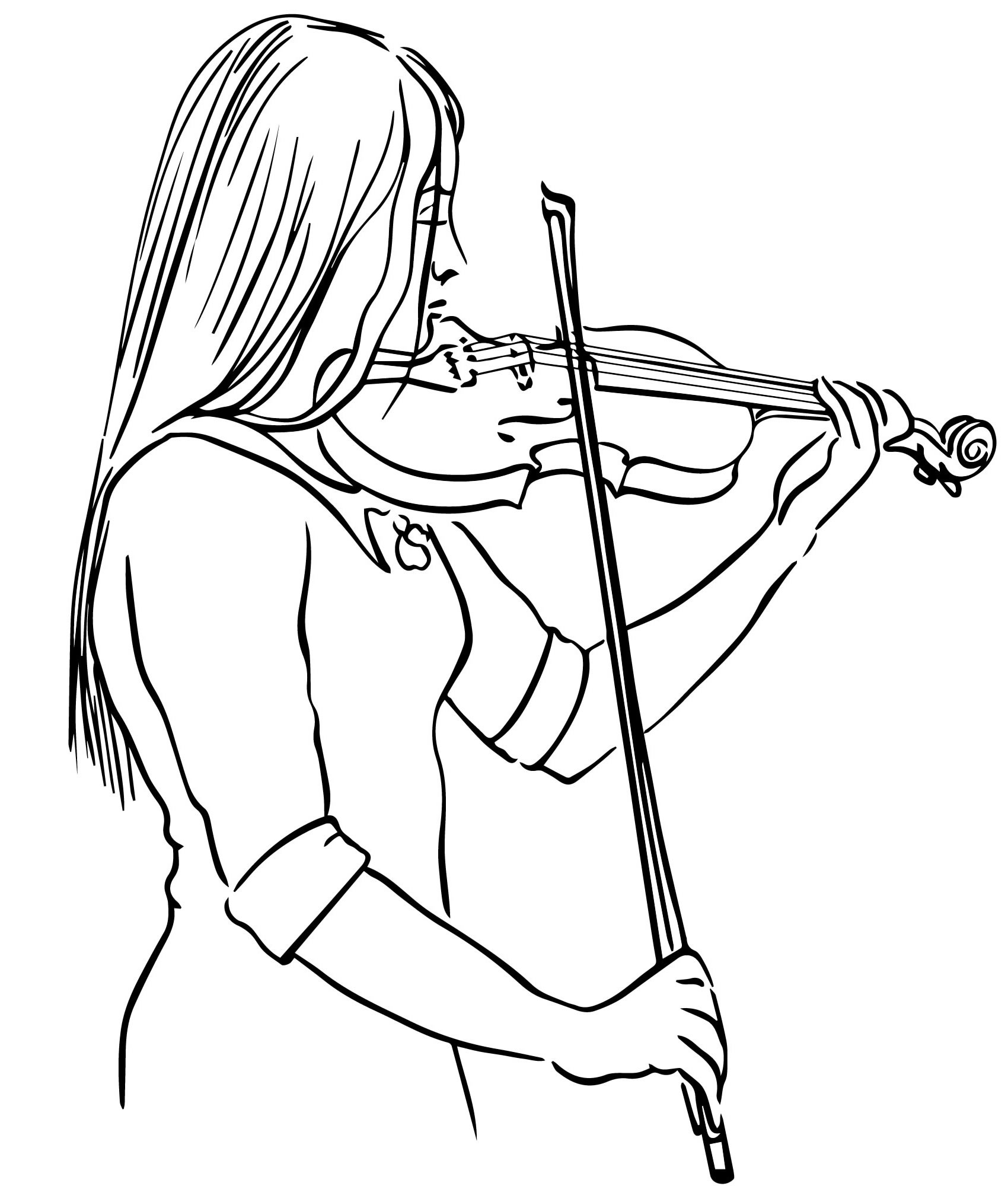 Девушка со скрипкой раскраска для детей