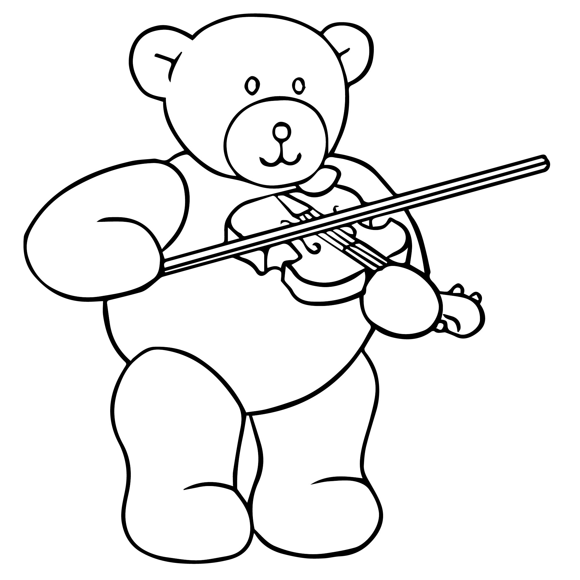 Мишка играет на скрипке раскраска для детей