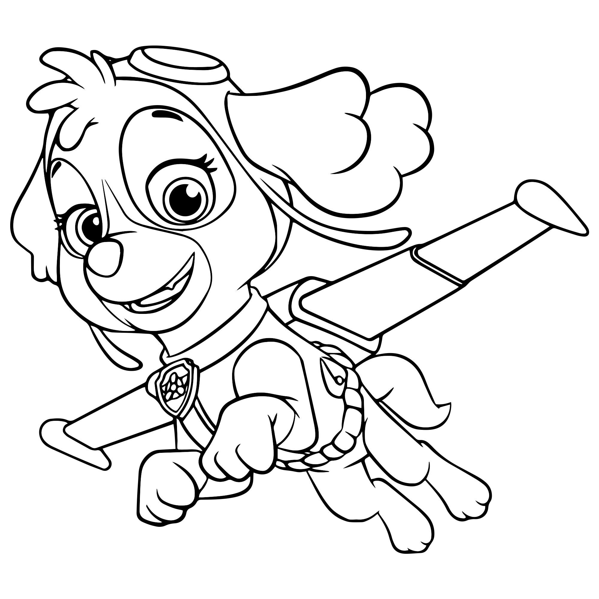 Летающая собачка Скай раскраска для детей