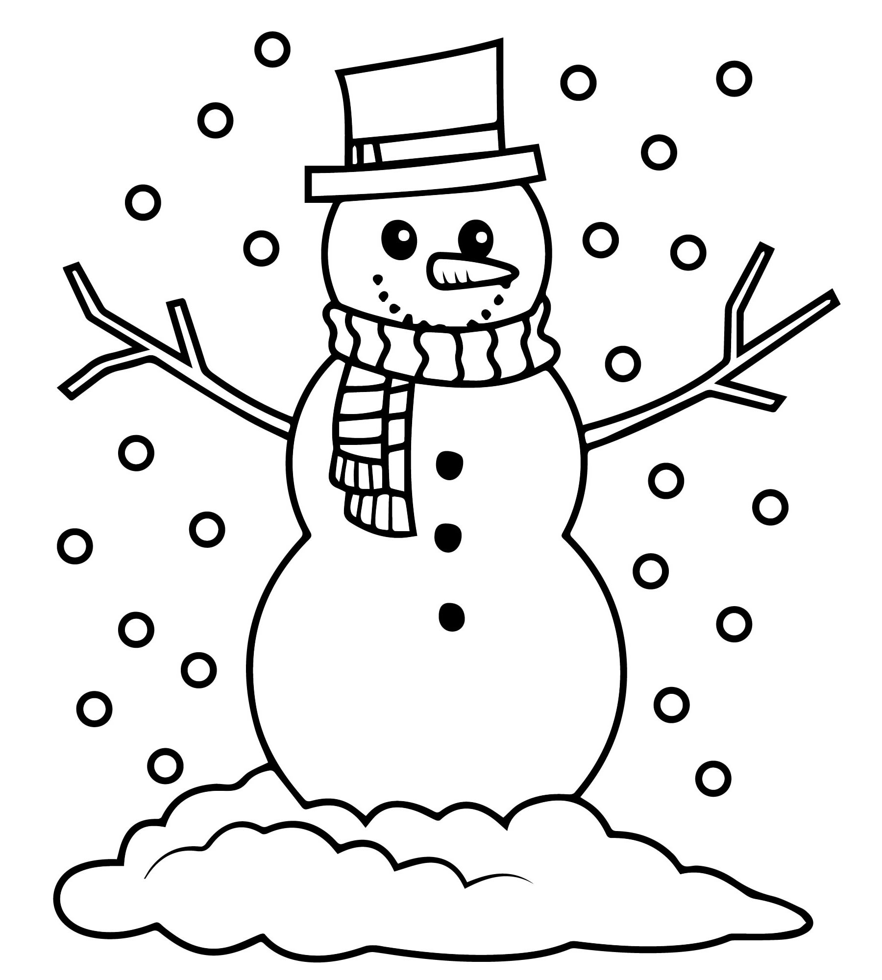 Снеговик на улице раскраска для детей