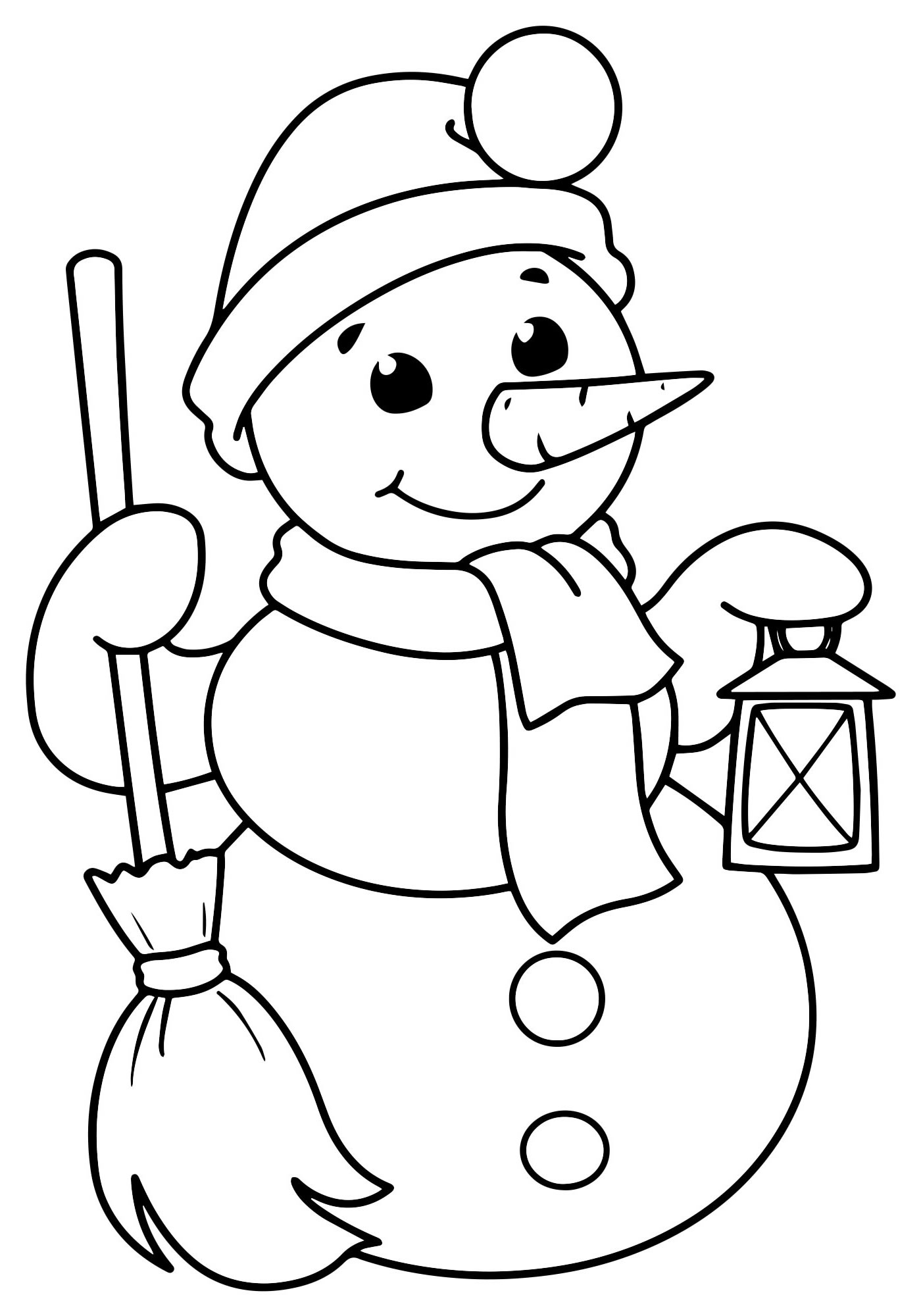 Раскраска для детей снеговик