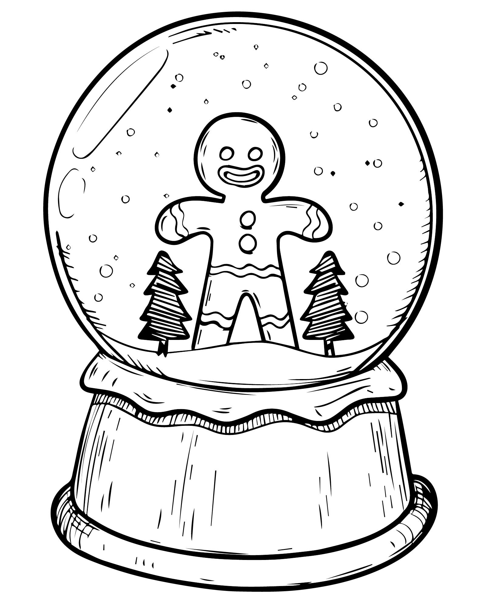 Снежный шар — раскраска для детей. Распечатать бесплатно.