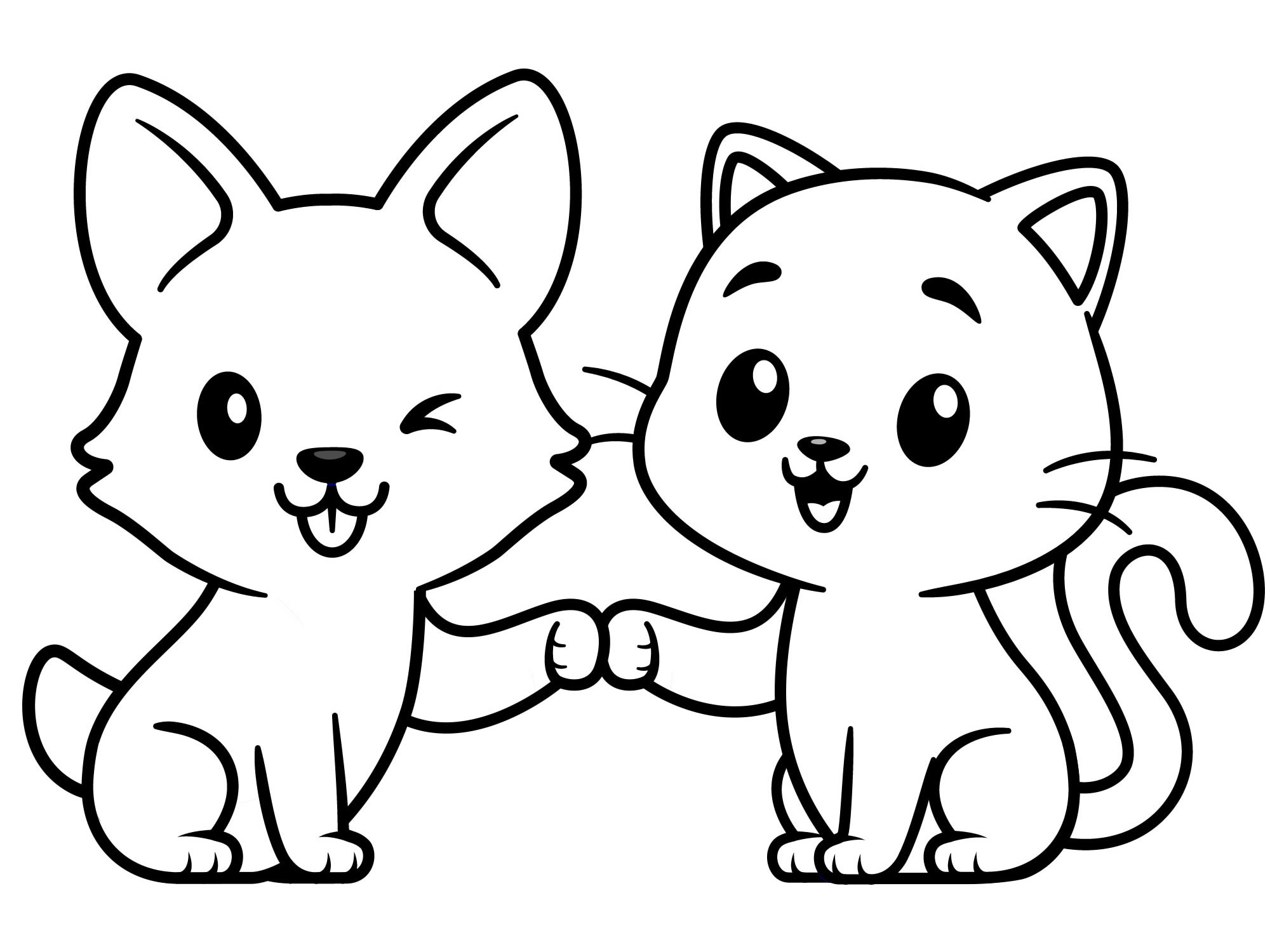 Собачка и котик раскраска для детей