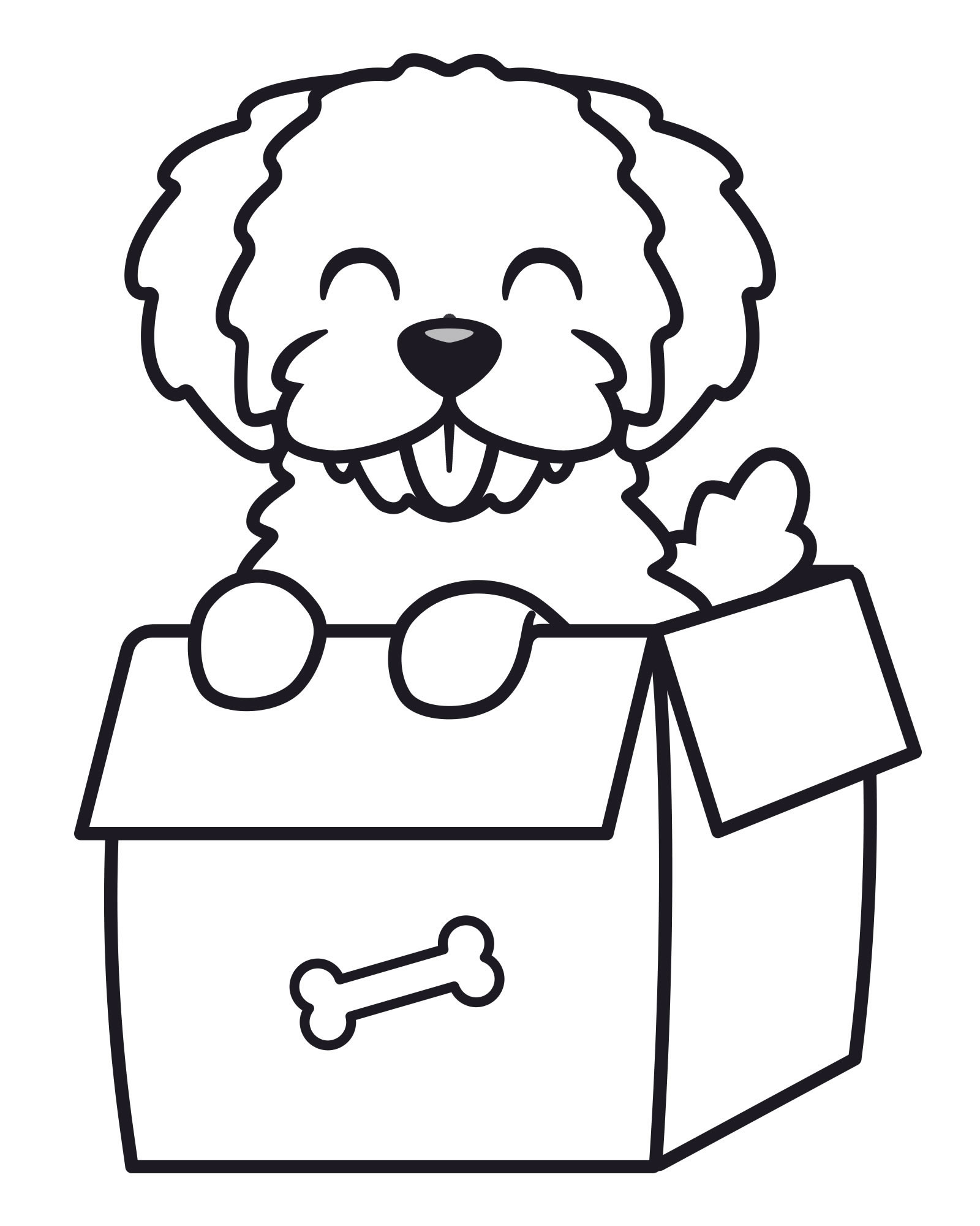 Собачка в коробке раскраска для детей
