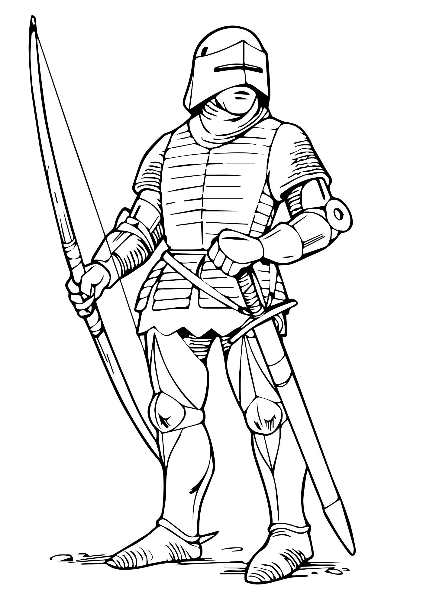 Солдат-рыцарь раскраска для детей