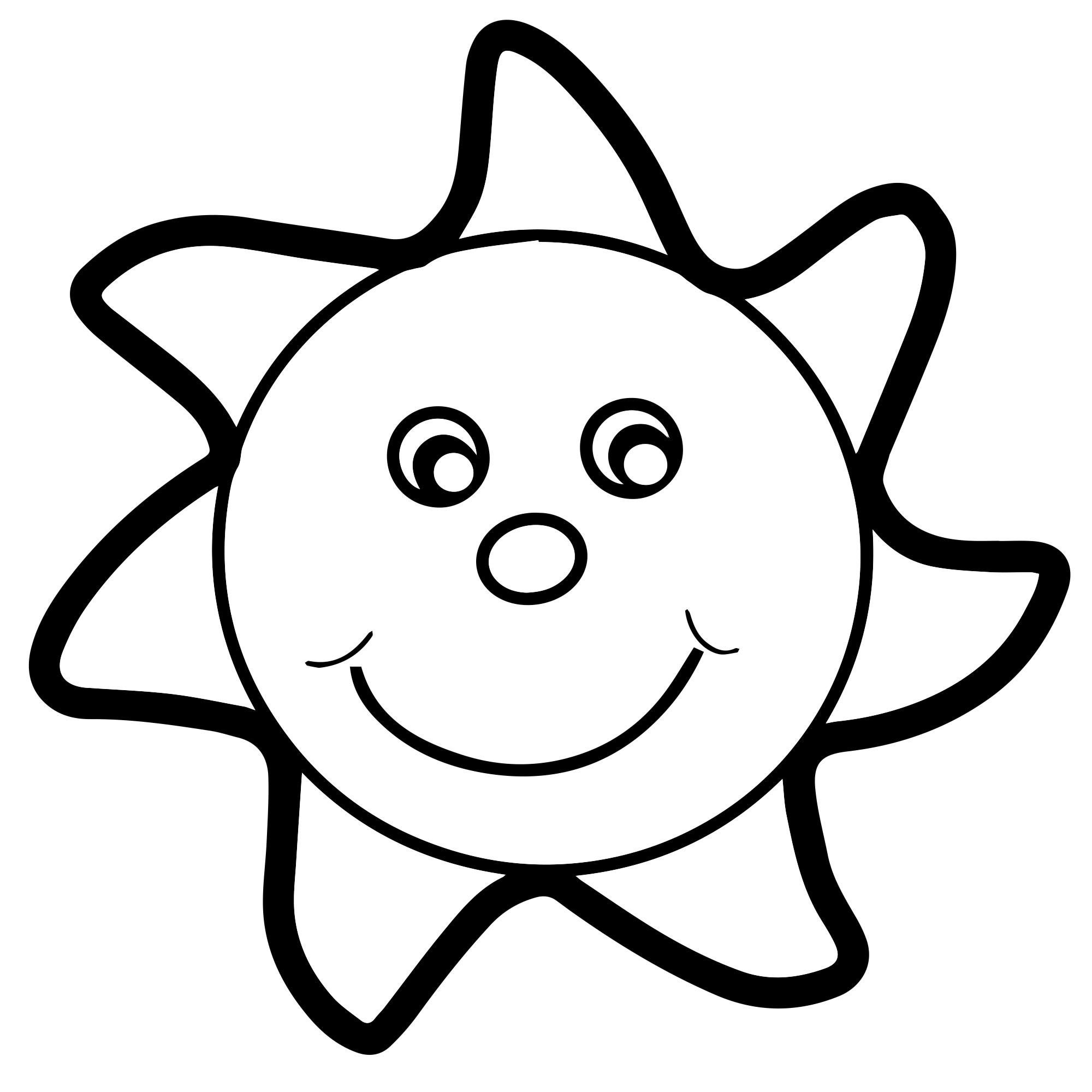 Рисунок солнышка с улыбкой для детей раскраска