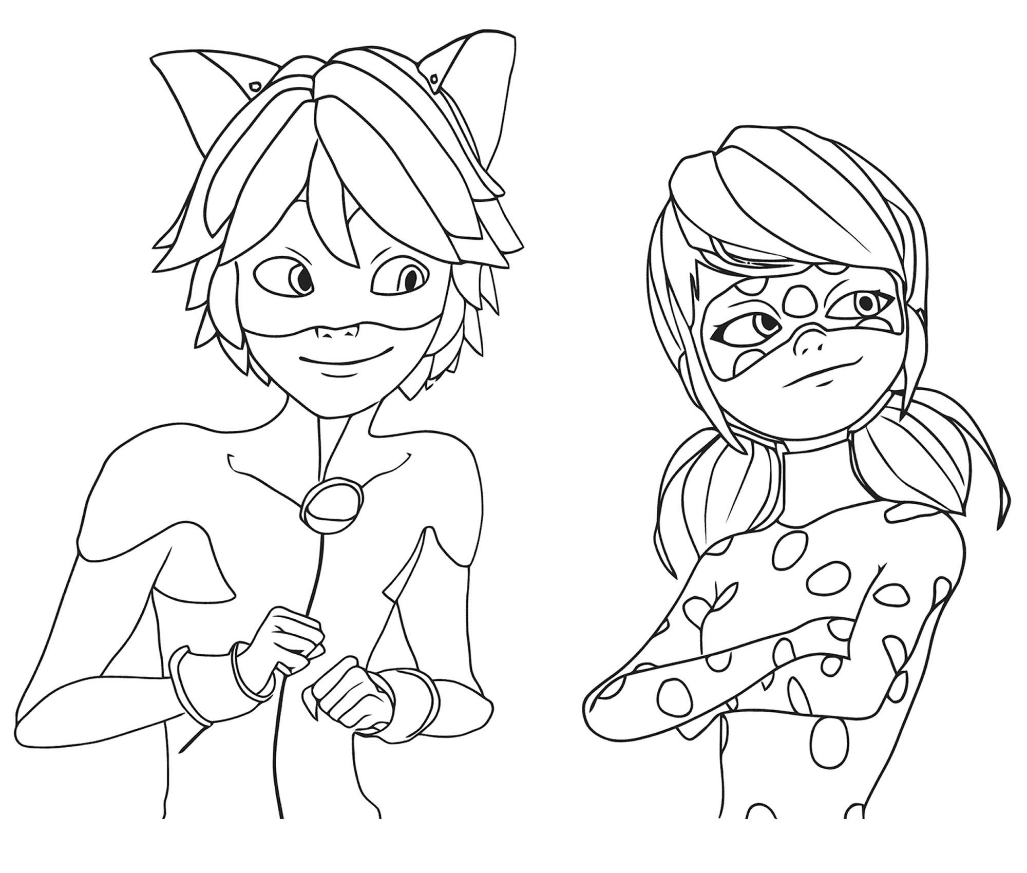 Супер Кот и Леди Баг — раскраска для детей. Распечатать бесплатно.