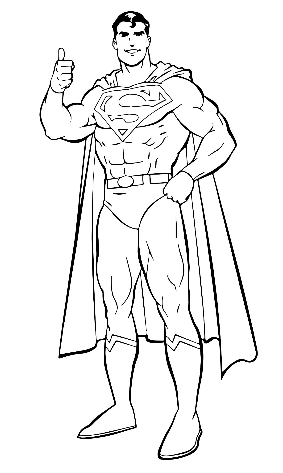 Супермен - скачать и распечатать раскраску. Супергерой комиксов, персонаж DC Comics, Кларк Кент