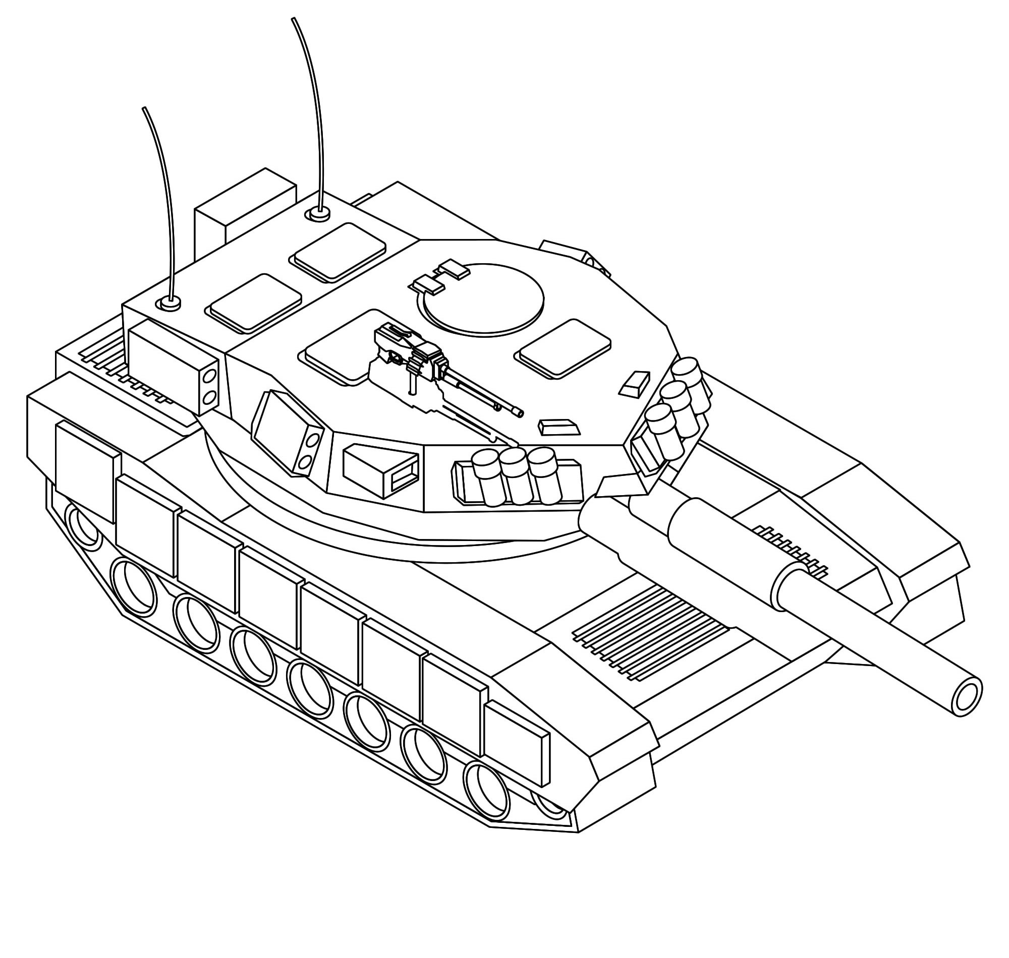 Современный танк раскраска для детей