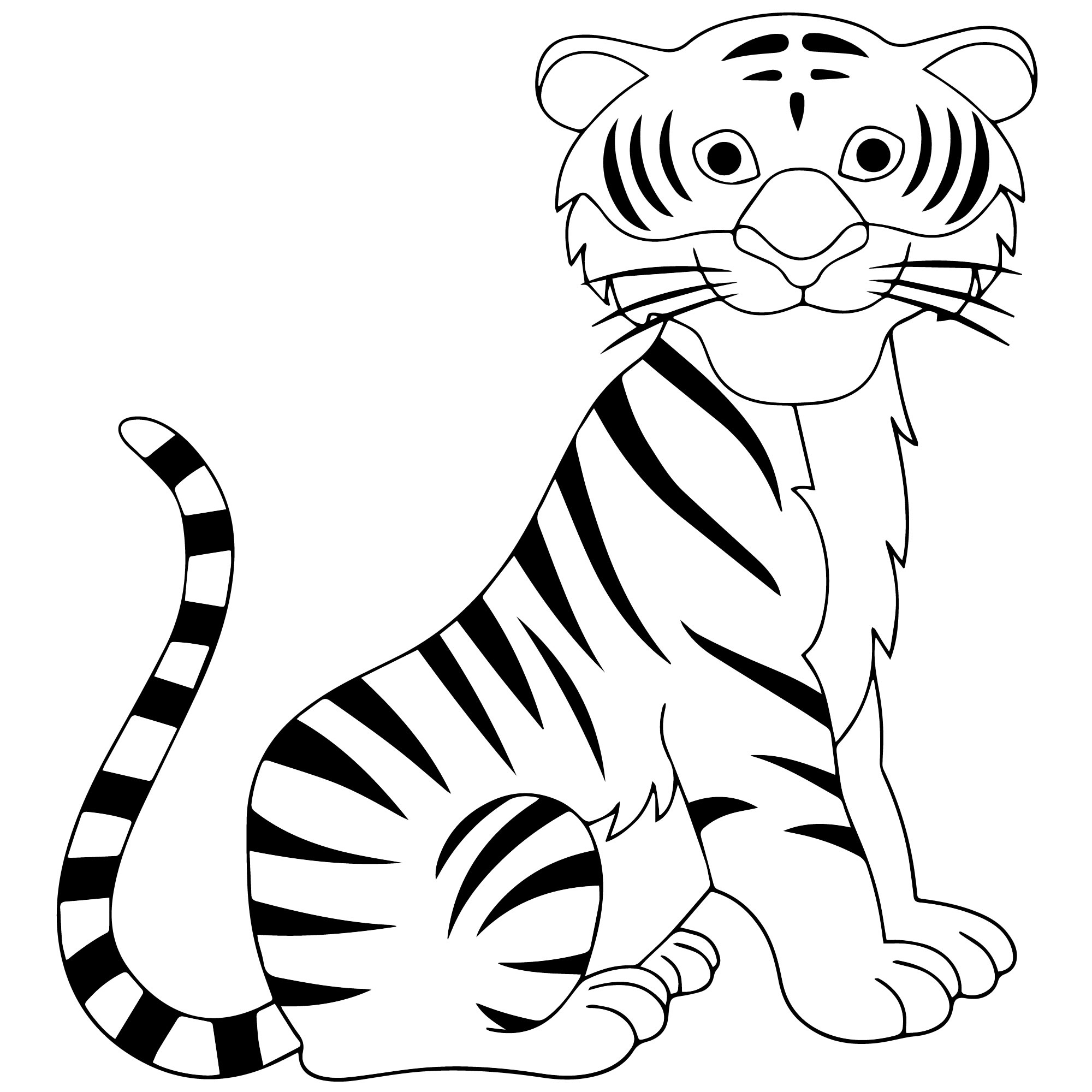 Большой тигр раскраска для детей
