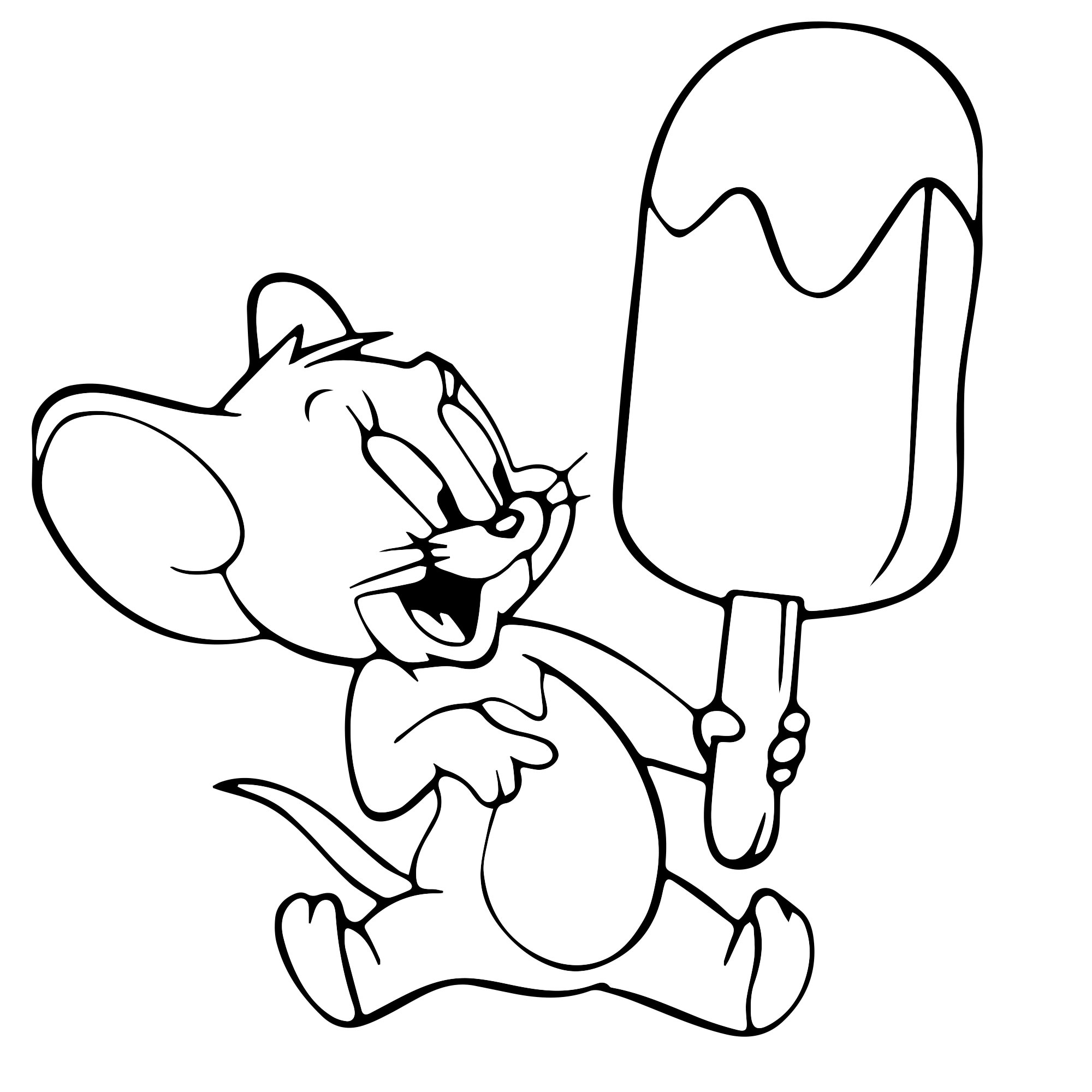 Мышонок Джерри и мороженое раскраска для детей