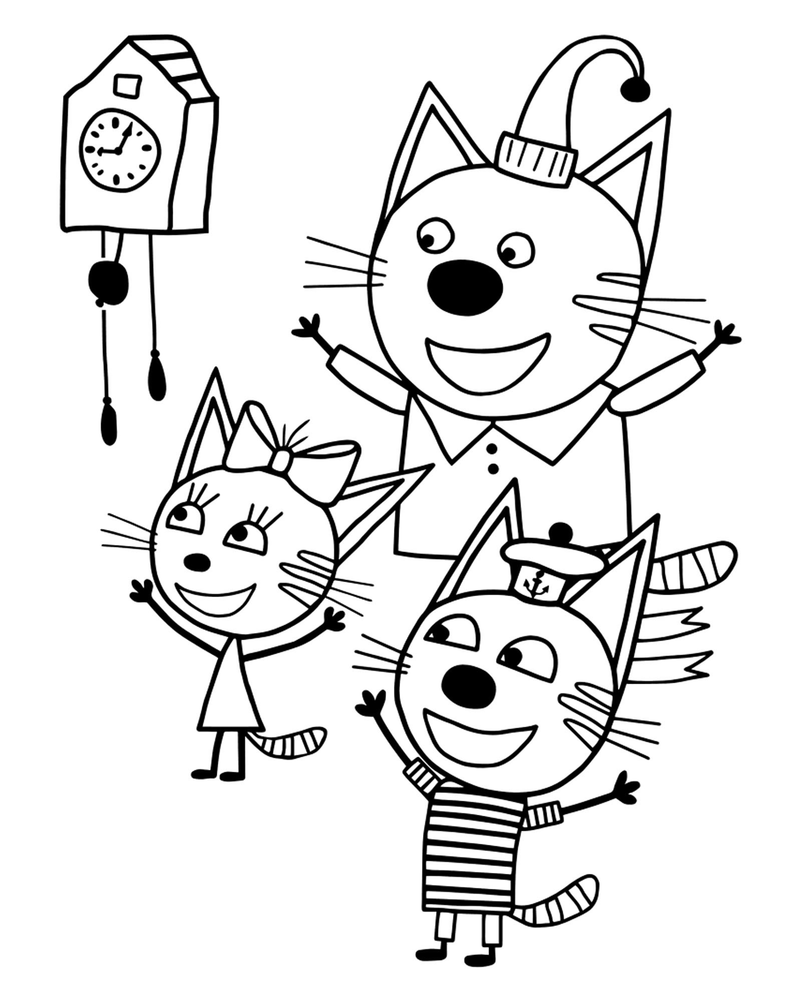 Коты из мультика раскраска для детей