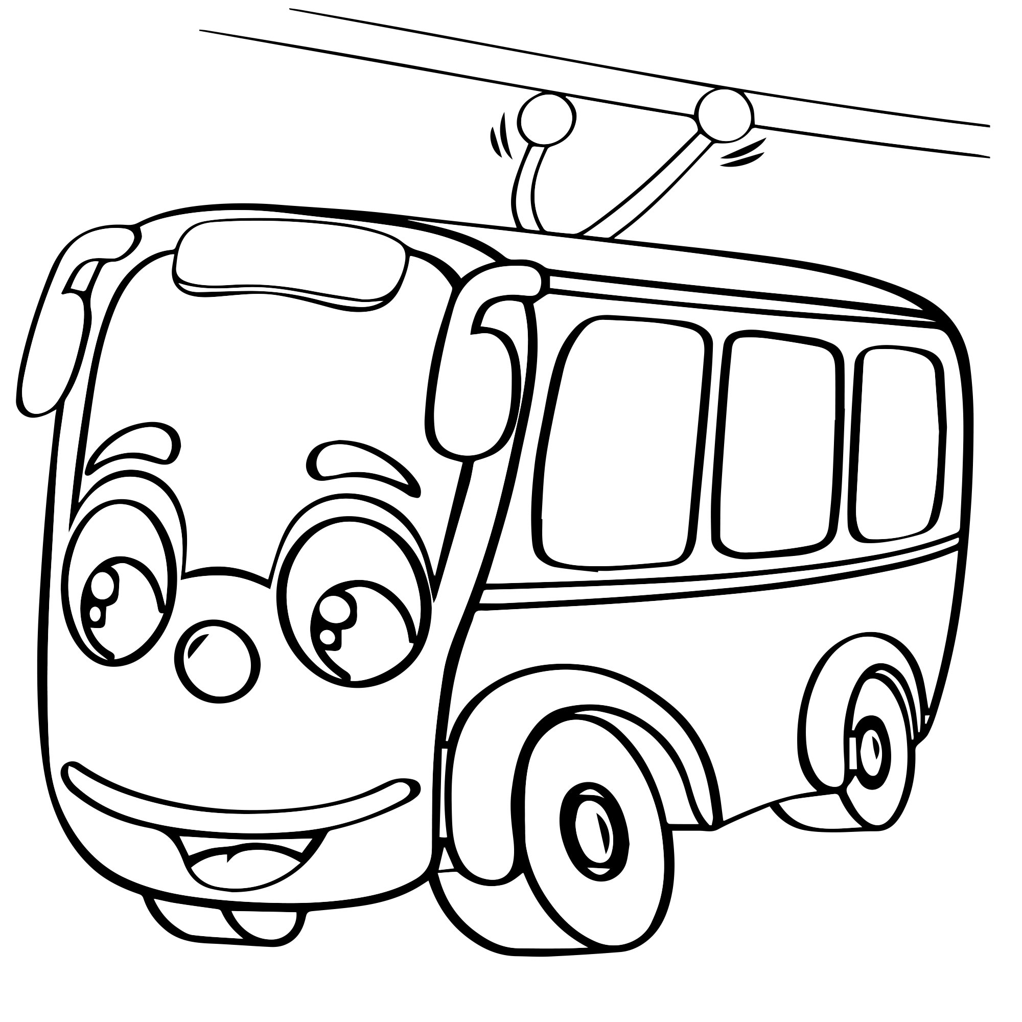 Простой троллейбус раскраска для детей